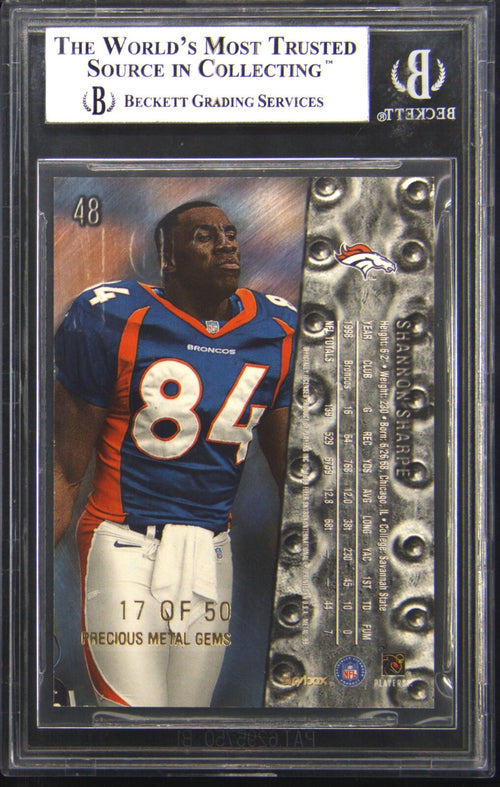 1999 Metal Universe Precious Metal Gems Shannon Sharpe /50 BGS 8.5