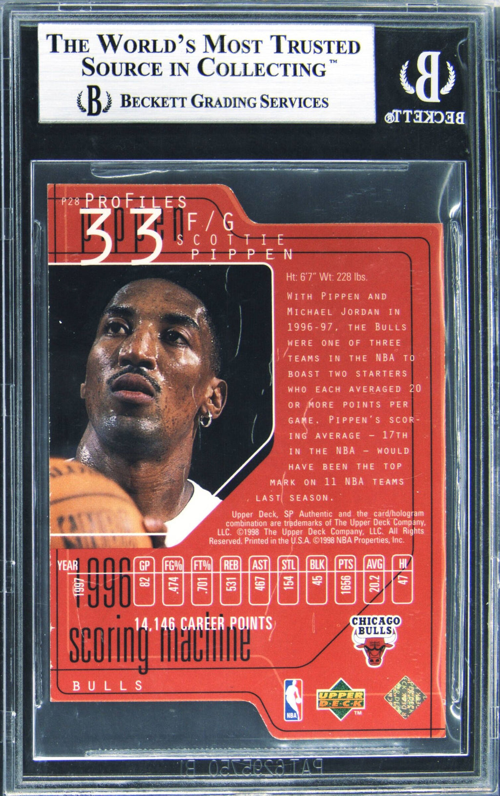 1997-98 SP Authentic Profiles III Scottie Pippen /100 BGS 9