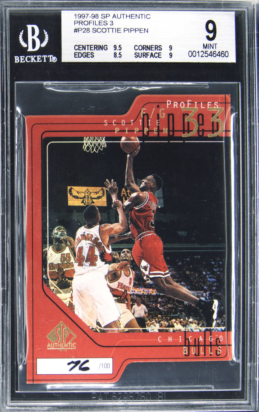 1997-98 SP Authentic Profiles III Scottie Pippen /100 BGS 9
