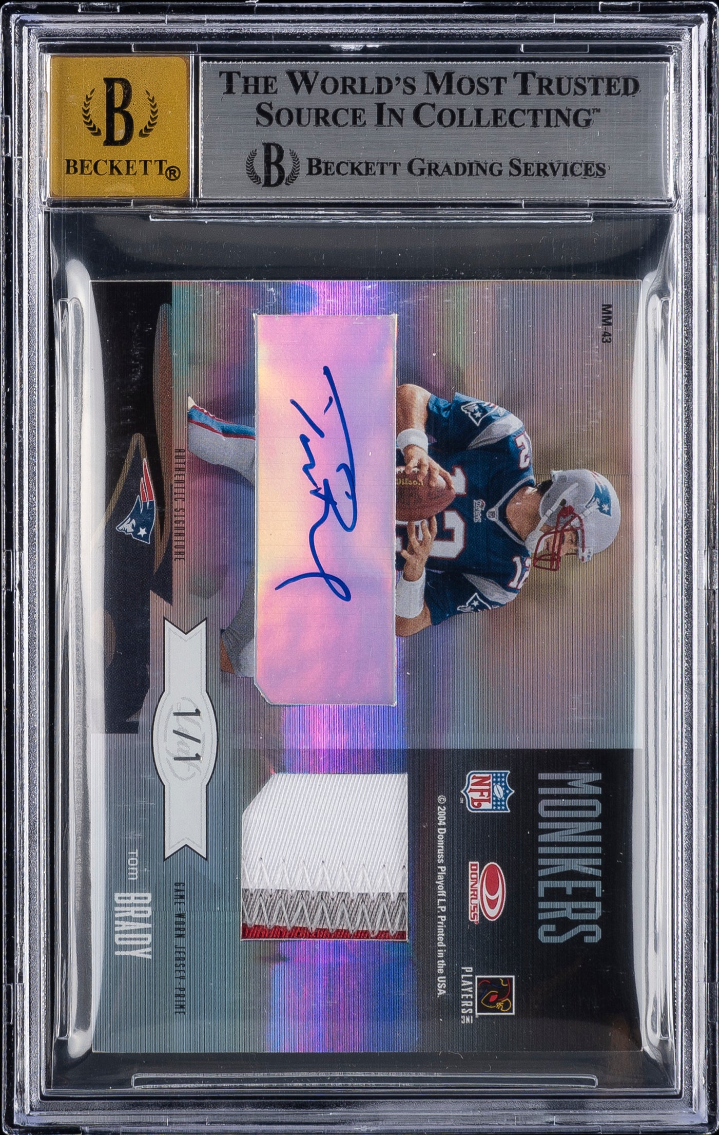 2004 Leaf Limited Material Monikers Limited Patch Auto Tom Brady/Joe Montana 1/1 BGS 8