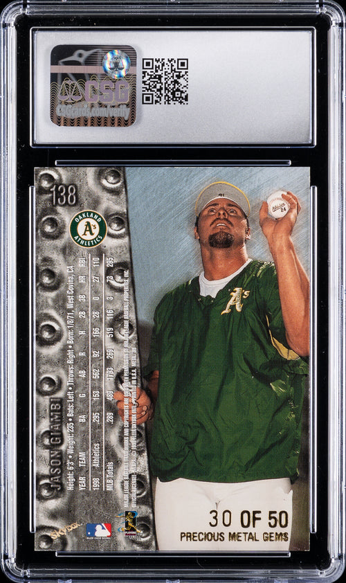 1999 Metal Universe Precious Metal Gems Jason Giambi /50 CSG 7.5