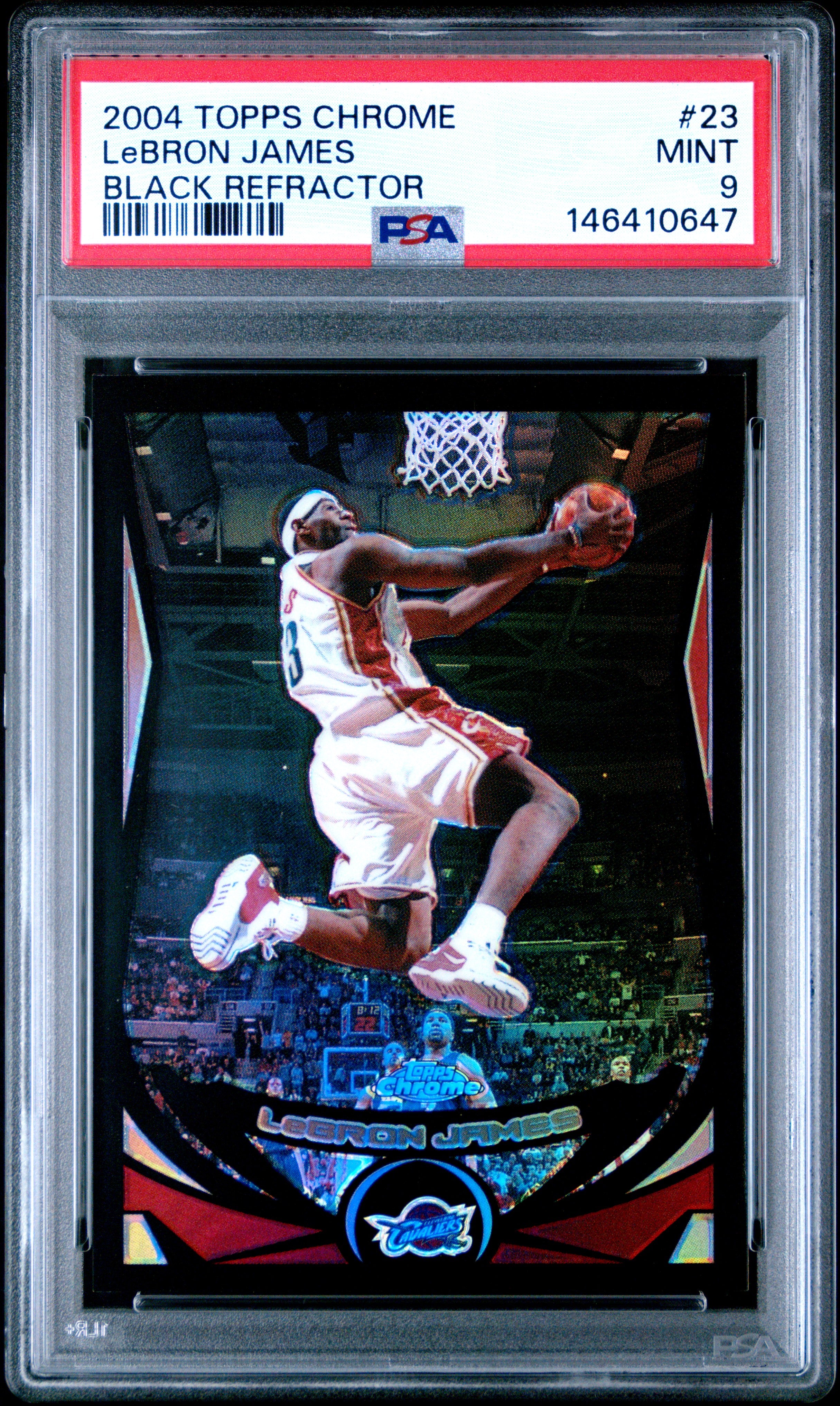 2004 Topps Chrome Black Refractor #23 LeBron James /500 PSA 9