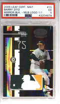 2005 Leaf Certified Materials Barry Zito Mirror Black MLB Logo Patch 1/1 PSA 5