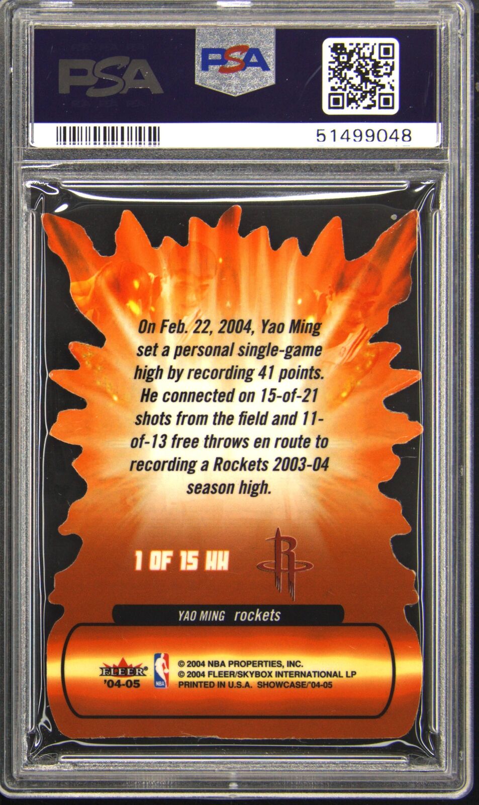 2004 Fleer Showcase Hot Hands Yao Ming PSA 8