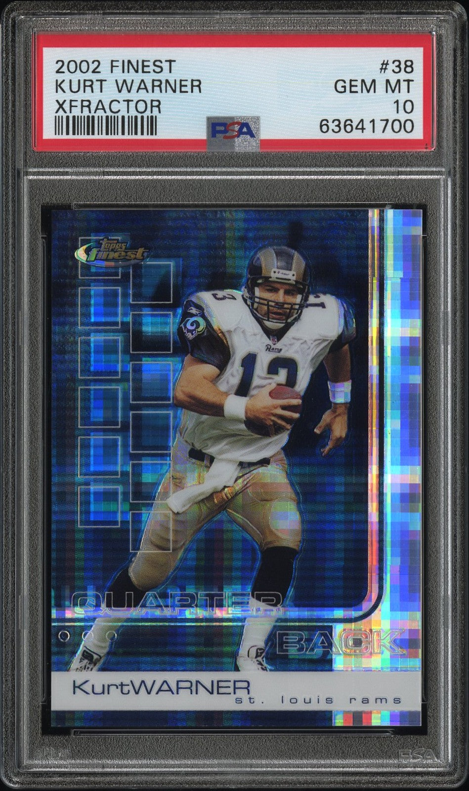 2002 Finest Kurt Warner Xfractor 10/20 PSA 10