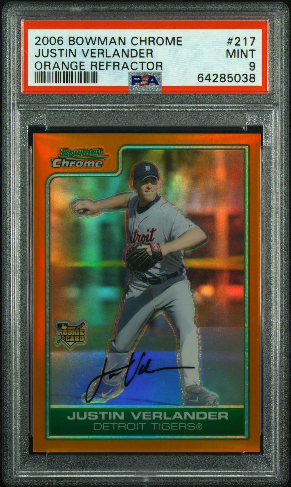 2006 Bowman Chrome Justin Verlander Orange Refractor /25 PSA 9
