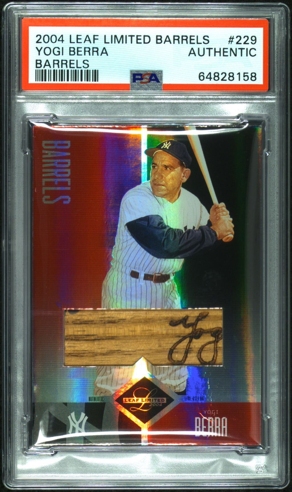 2004 Leaf Limited Barrels Yogi Berra Bat Barrel 1/2 PSA Authentic