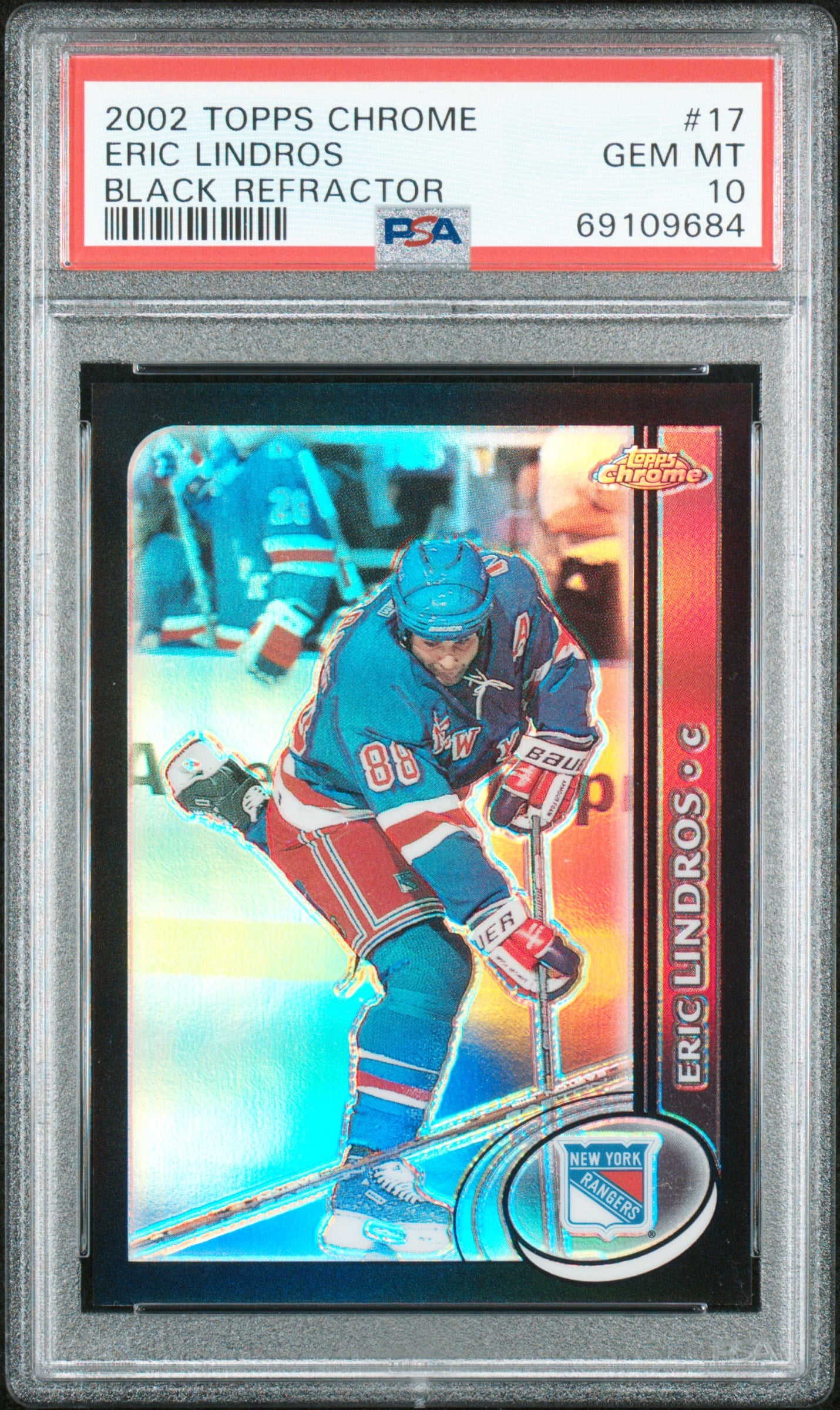 2002 Topps Chrome Eric Lindros Black Refractor /100 PSA 10