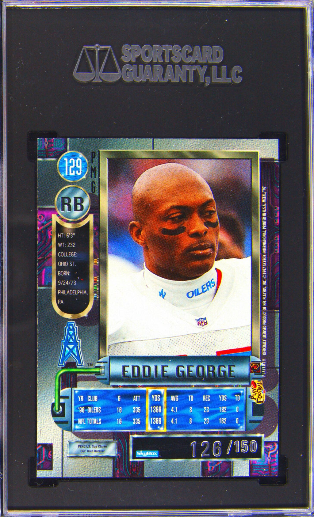 1997 Skybox Metal Universe Precious Metal Gems Eddie George /150 SGC 8