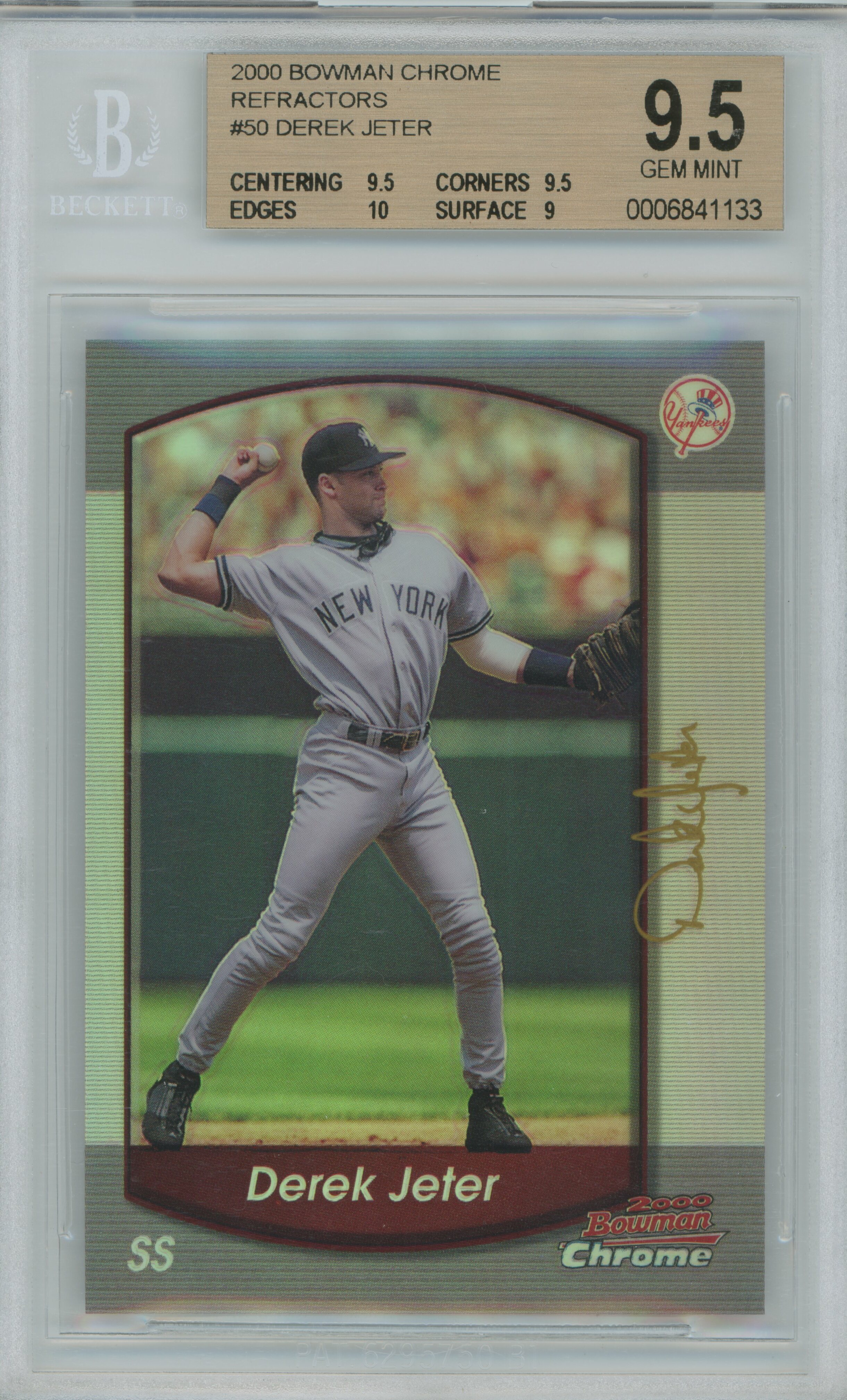 2000 Bowman Chrome Refractor Derek Jeter BGS 9.5