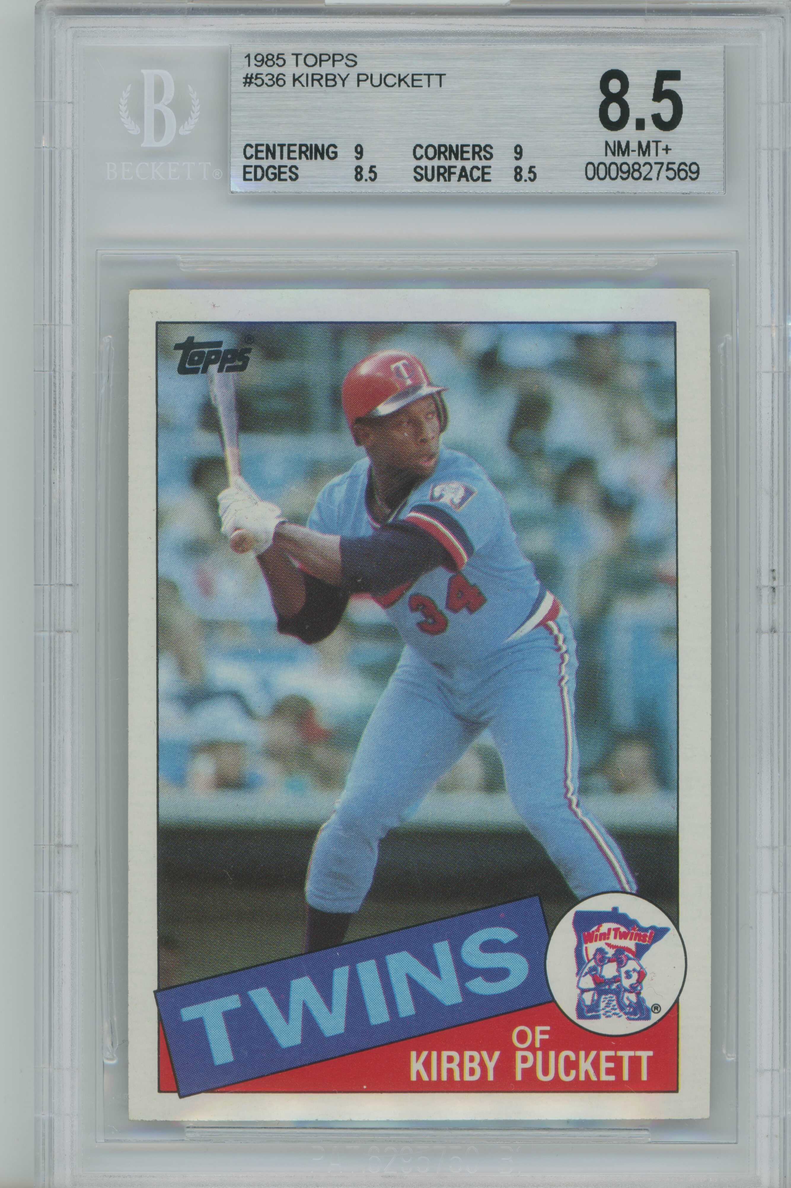 1985 Topps RC Kirby Puckett BGS 8.5