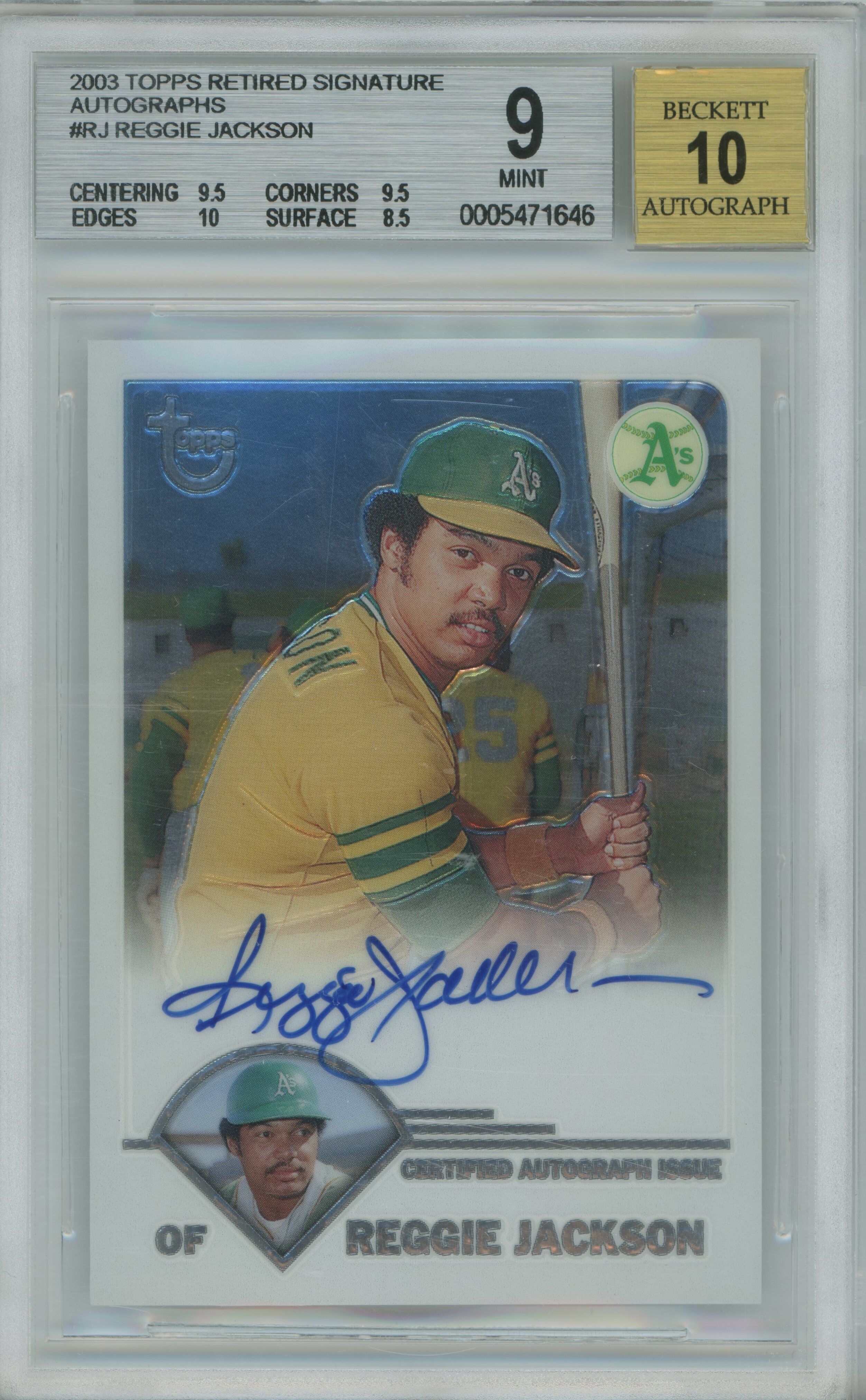 2003 Topps Retired Signature Auto Reggie Jackson BGS 9