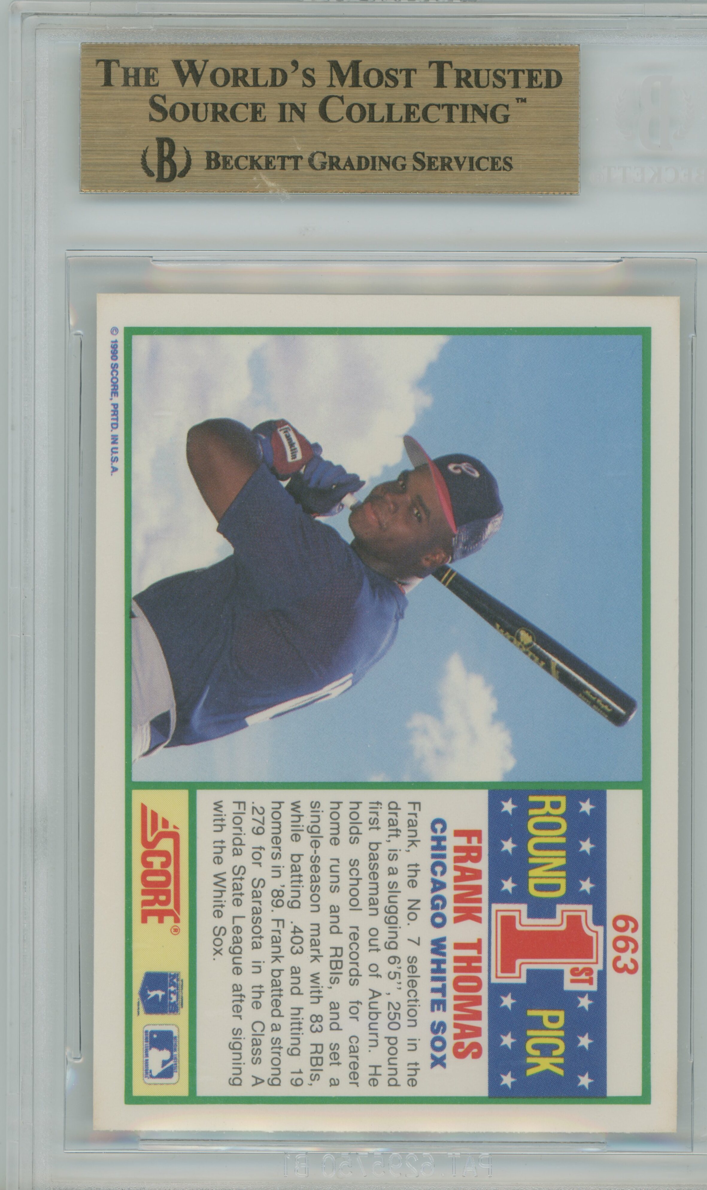 1990 Score Frank Thomas BGS 9.5