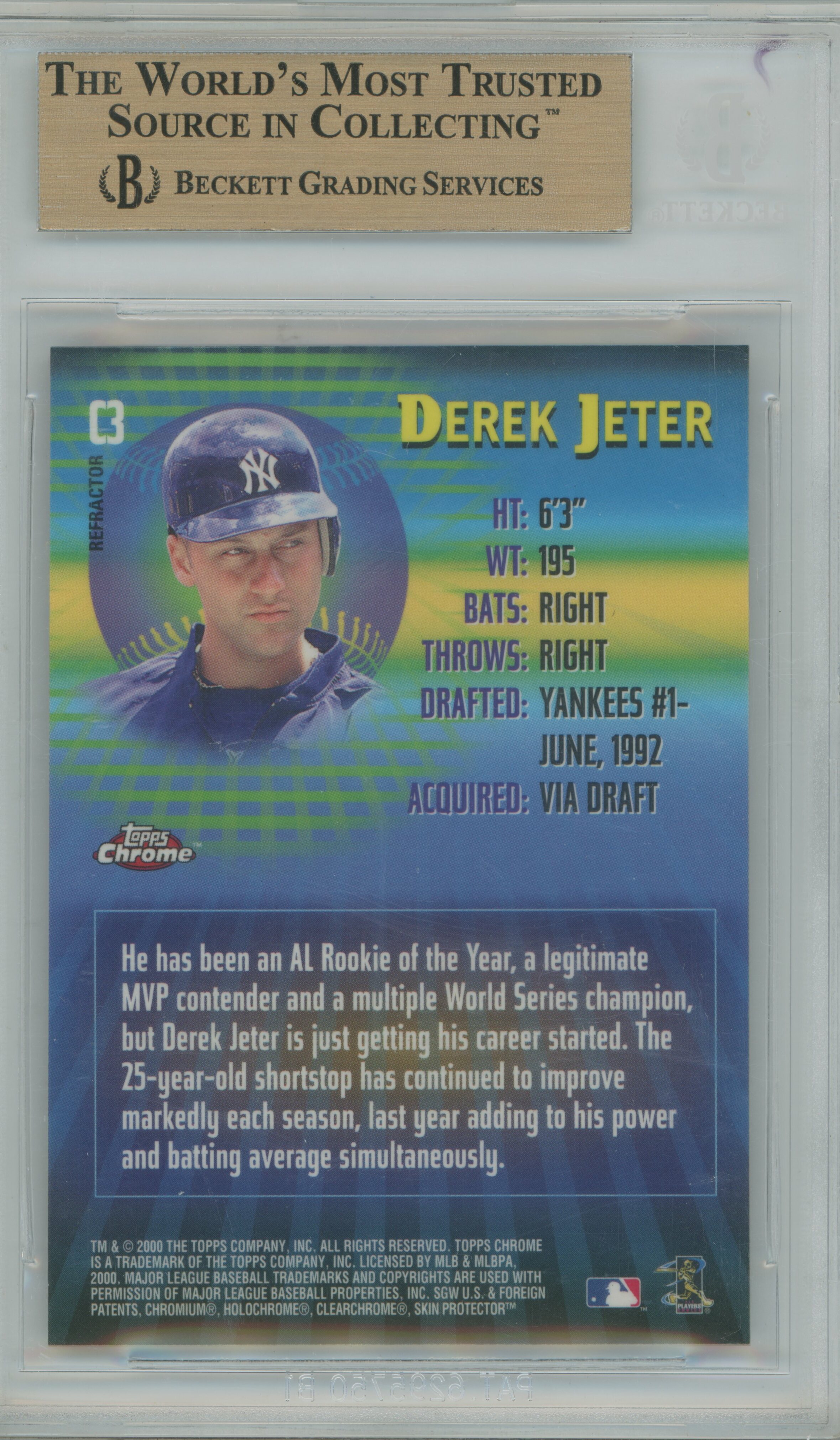 2000 Topps Chrome 21st Century Topps Refractor Derek Jeter BGS 9.5