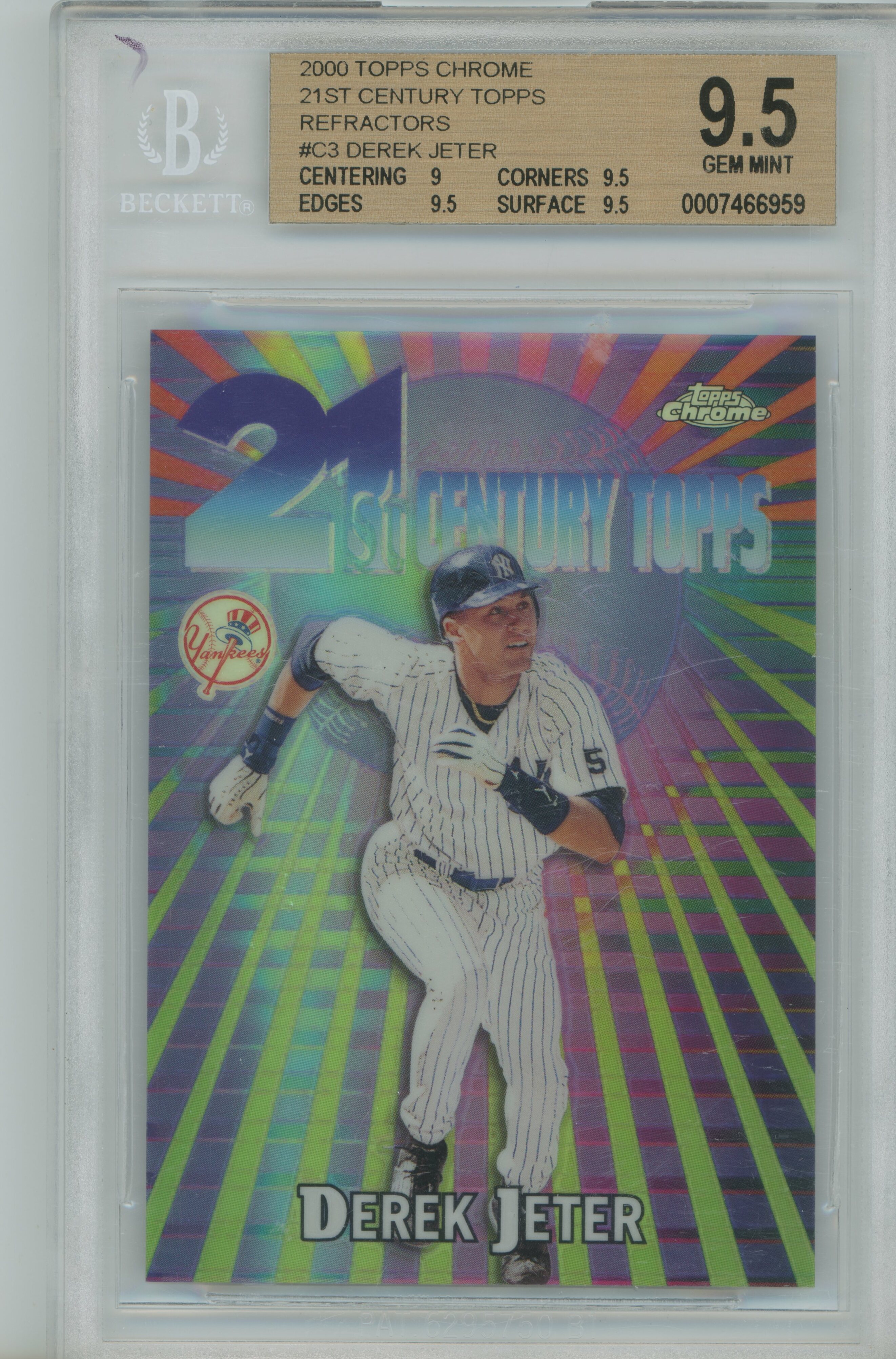 2000 Topps Chrome 21st Century Topps Refractor Derek Jeter BGS 9.5