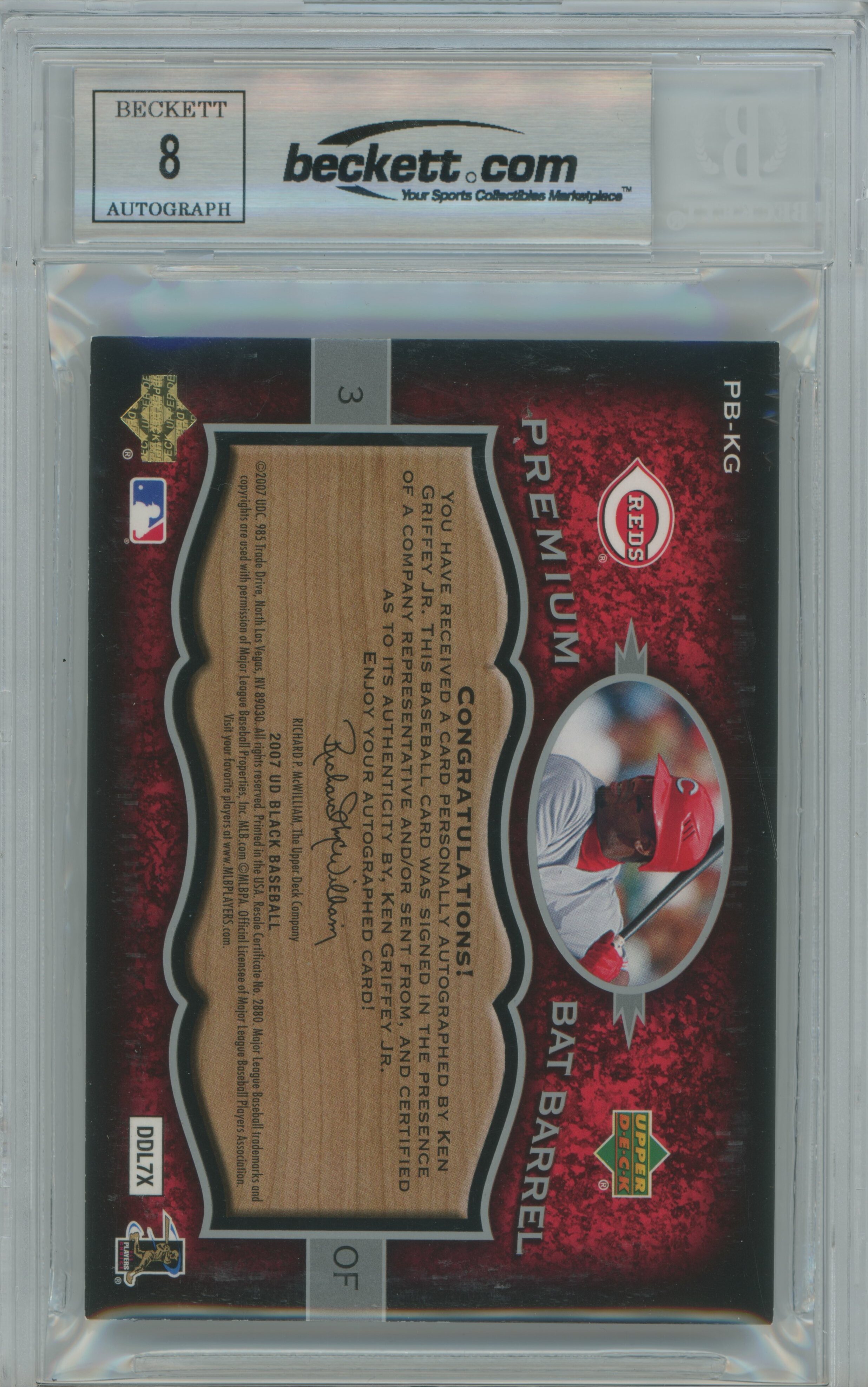 2007 Black Bat Barrel Auto Ken Griffey Jr. BGS