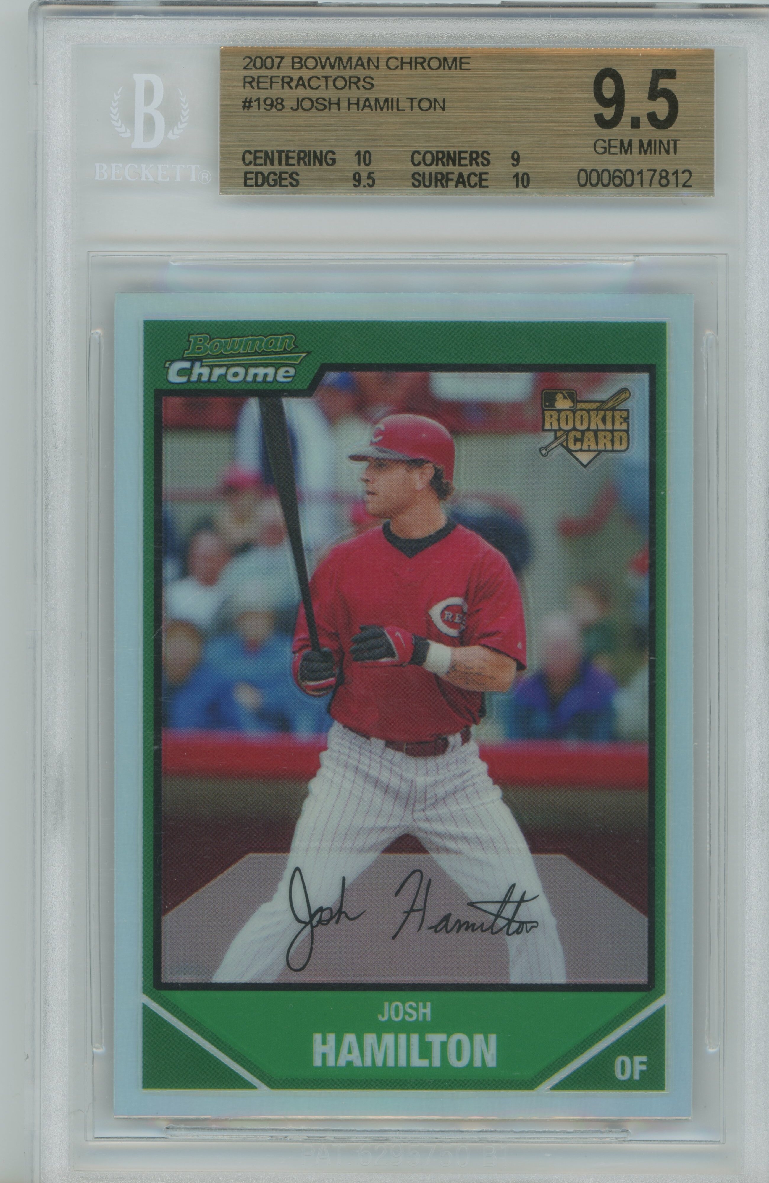 2007 Bowman Chrome Refractor RC Josh Hamilton BGS 9.5