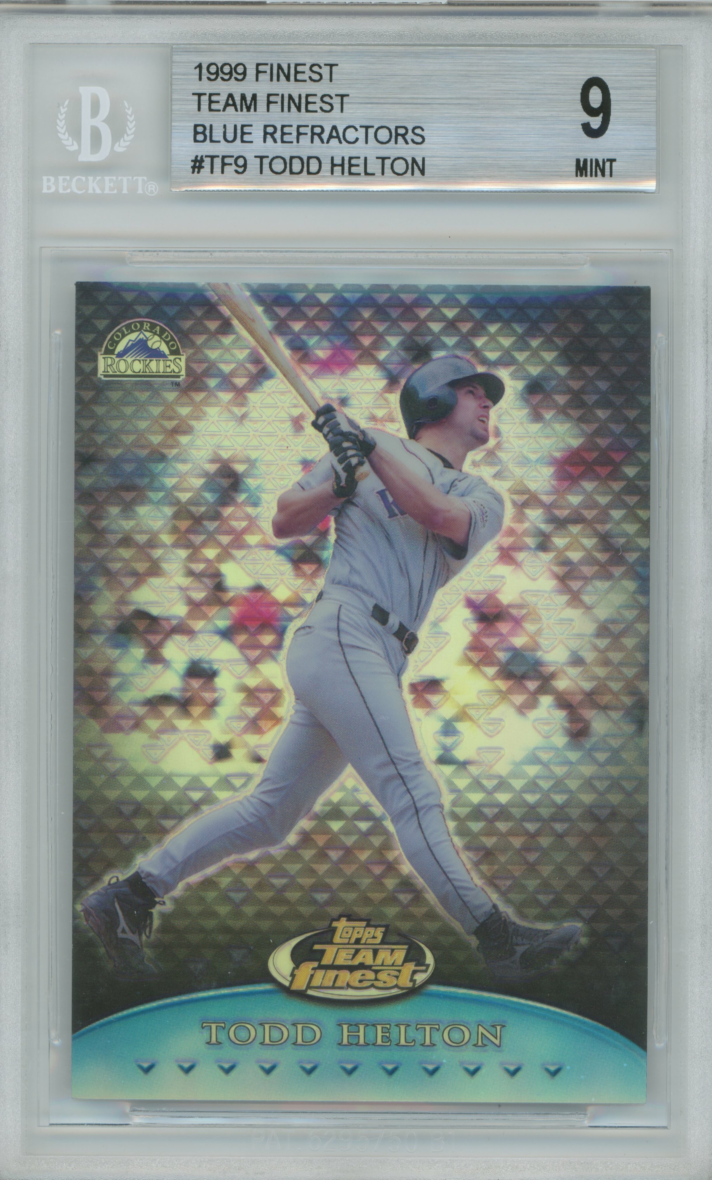 1999 Finest Team Finest Blue Refractor Todd Helton BGS 9