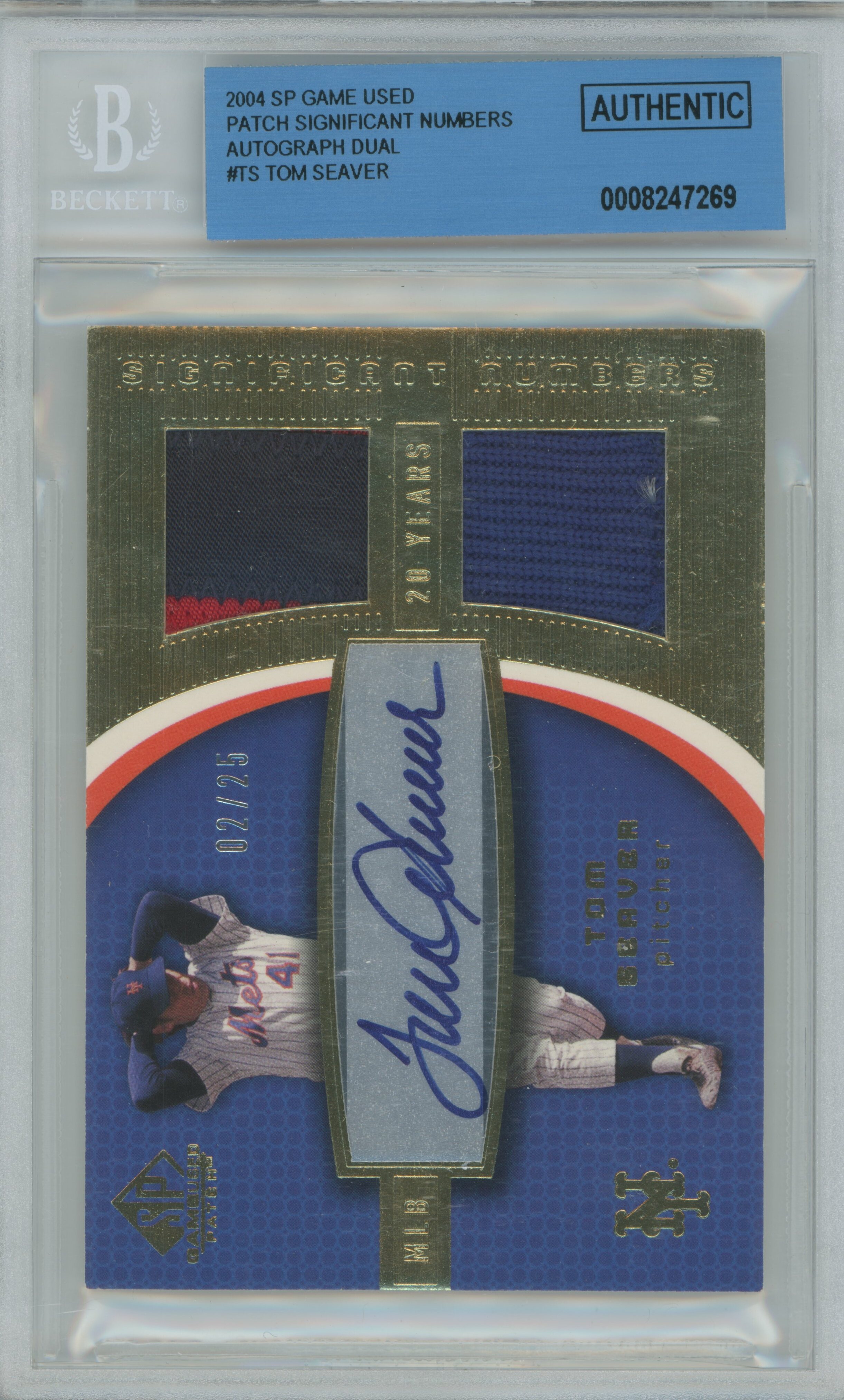 2004 SP Game Used Significant Numbers Dual Patch Auto Tom Seaver BGS Authentic