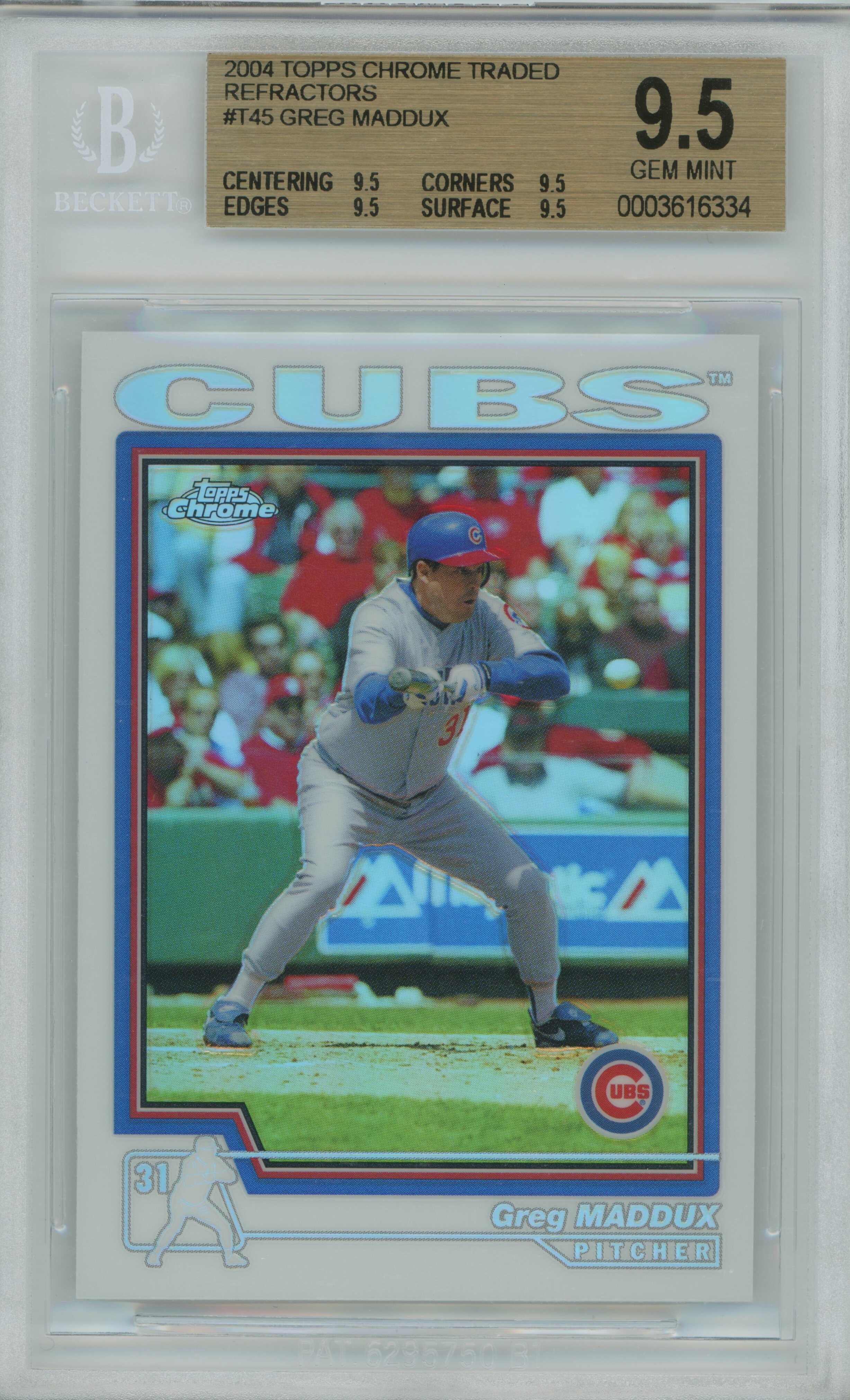 2004 Topps Chrome Traded Refractor Greg Maddux BGS 9.5