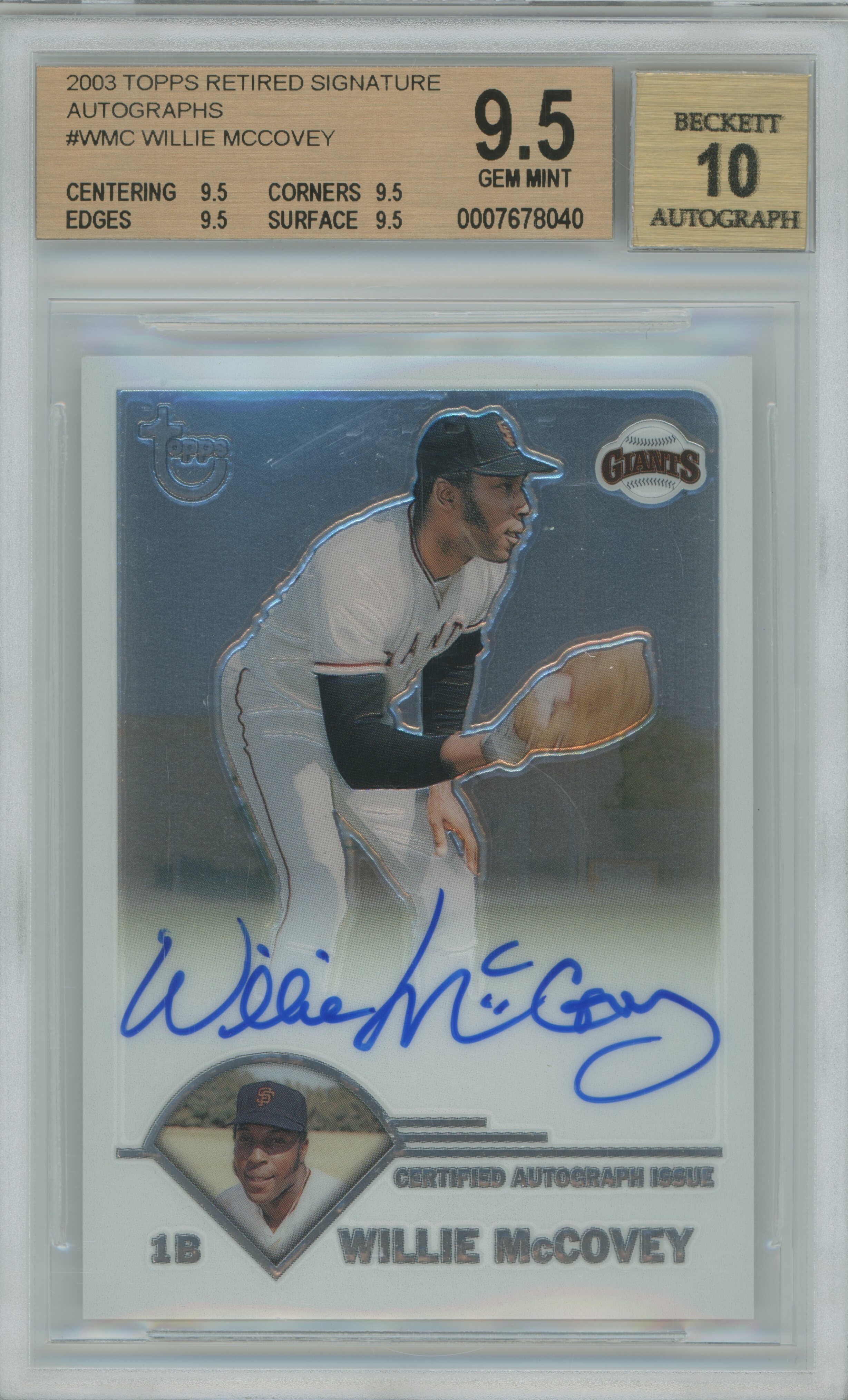 2003 Topps Retired Signature Autographs Willie McCovey BGS 9.5