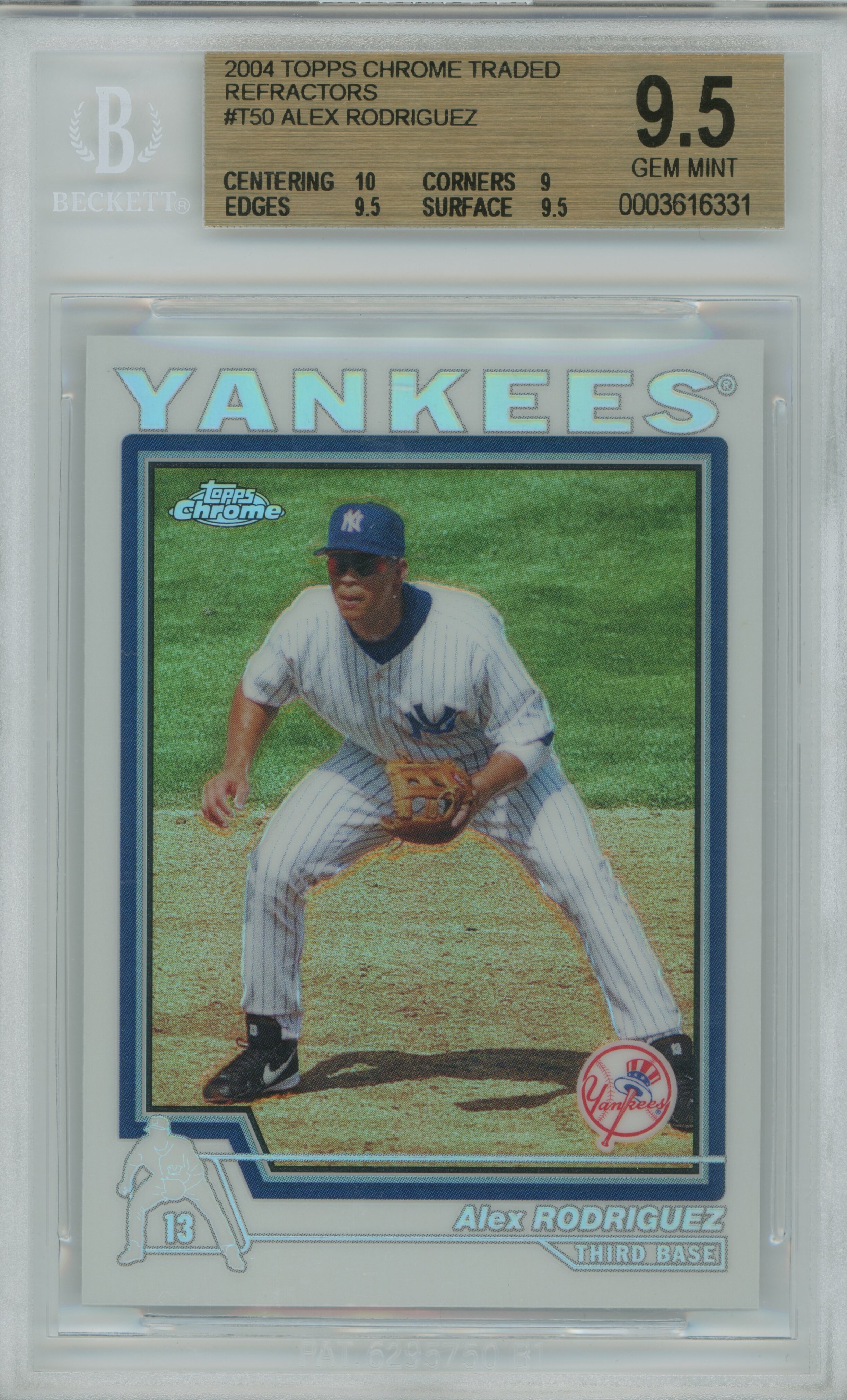 2004 Topps Chrome Traded Refractor Alex Rodriguez BGS 9.5