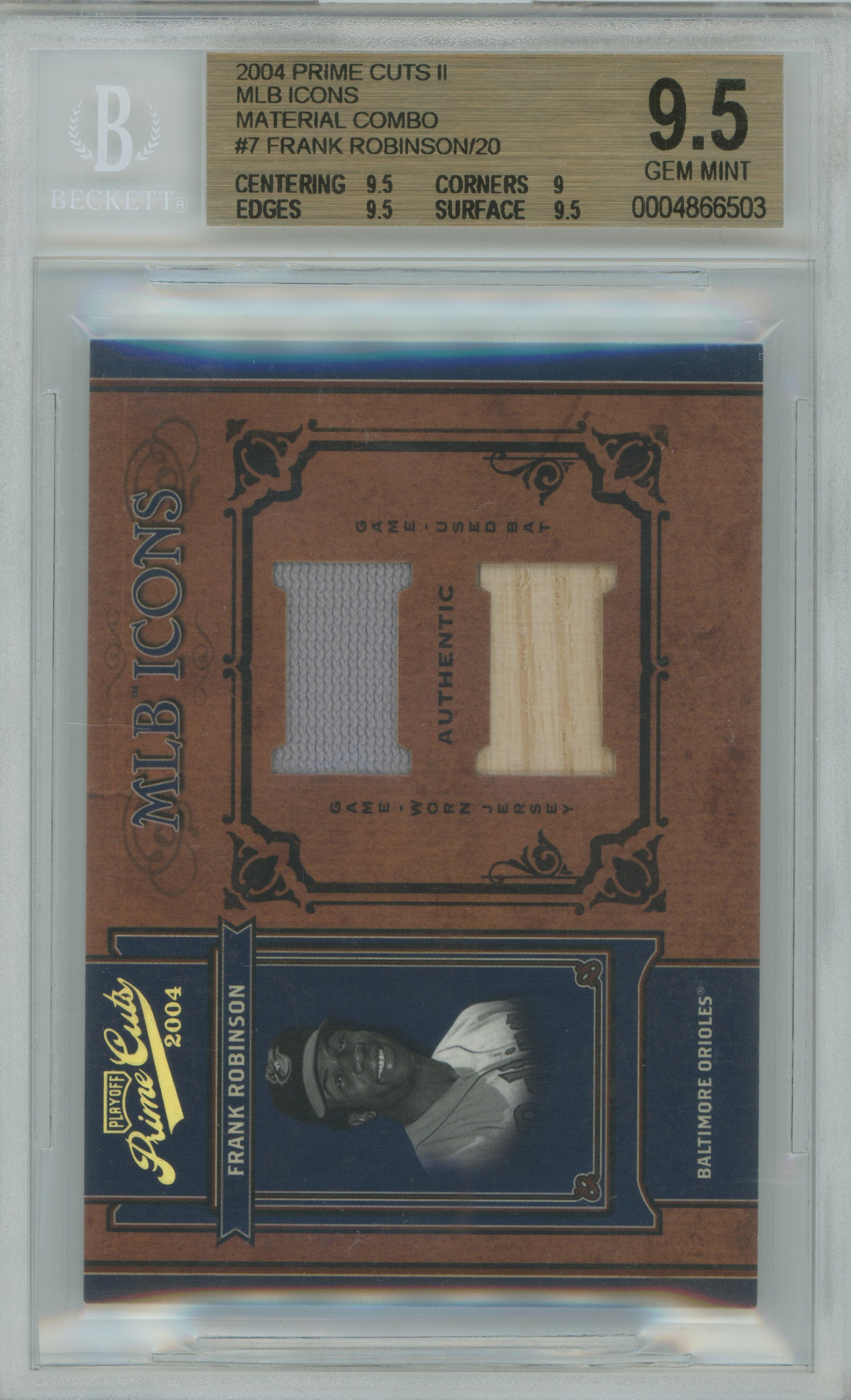 2004 Prime Cuts II MLB Icons Material Combo Frank Robinson BGS 9.5