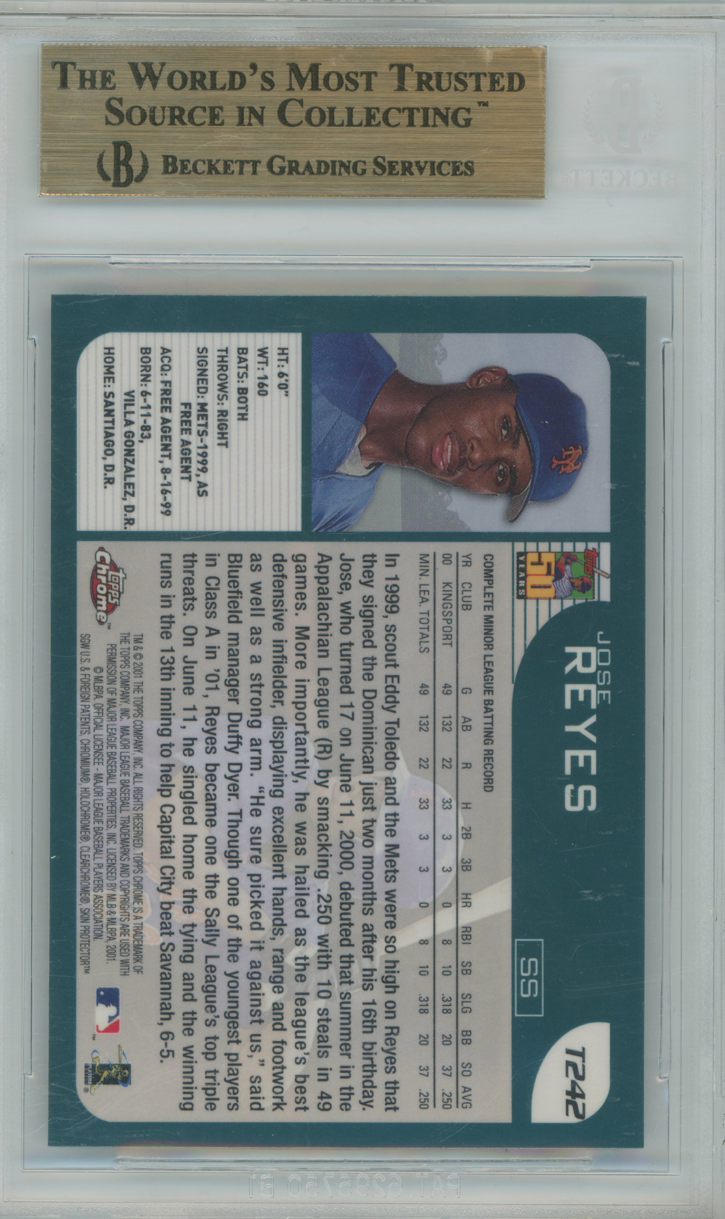 2001 Topps Traded Chrome Jose Reyes BGS 9.5