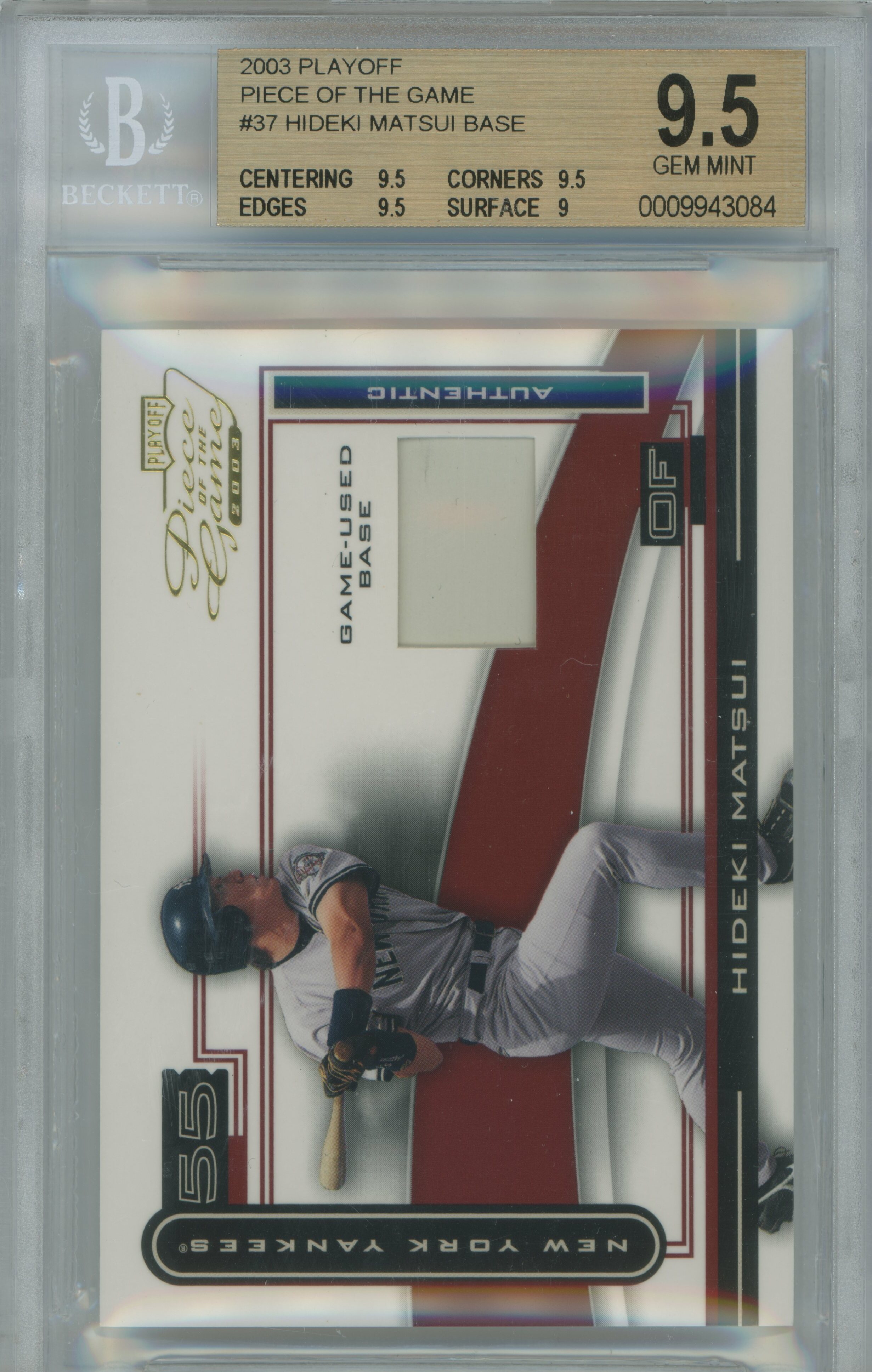 2003 Piece of the Game Base RC Hideki Matsui BGS 9.5