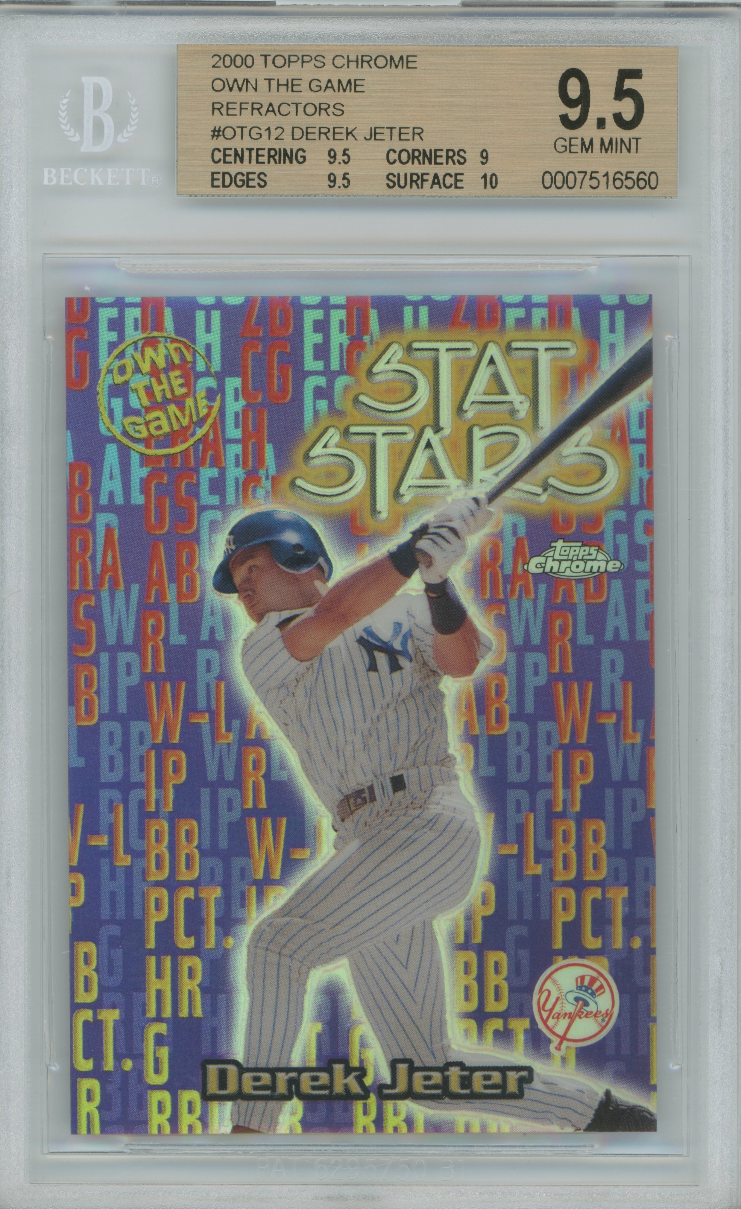 2000 Topps Chrome Own the Game Refractor Derek Jeter BGS 9.5