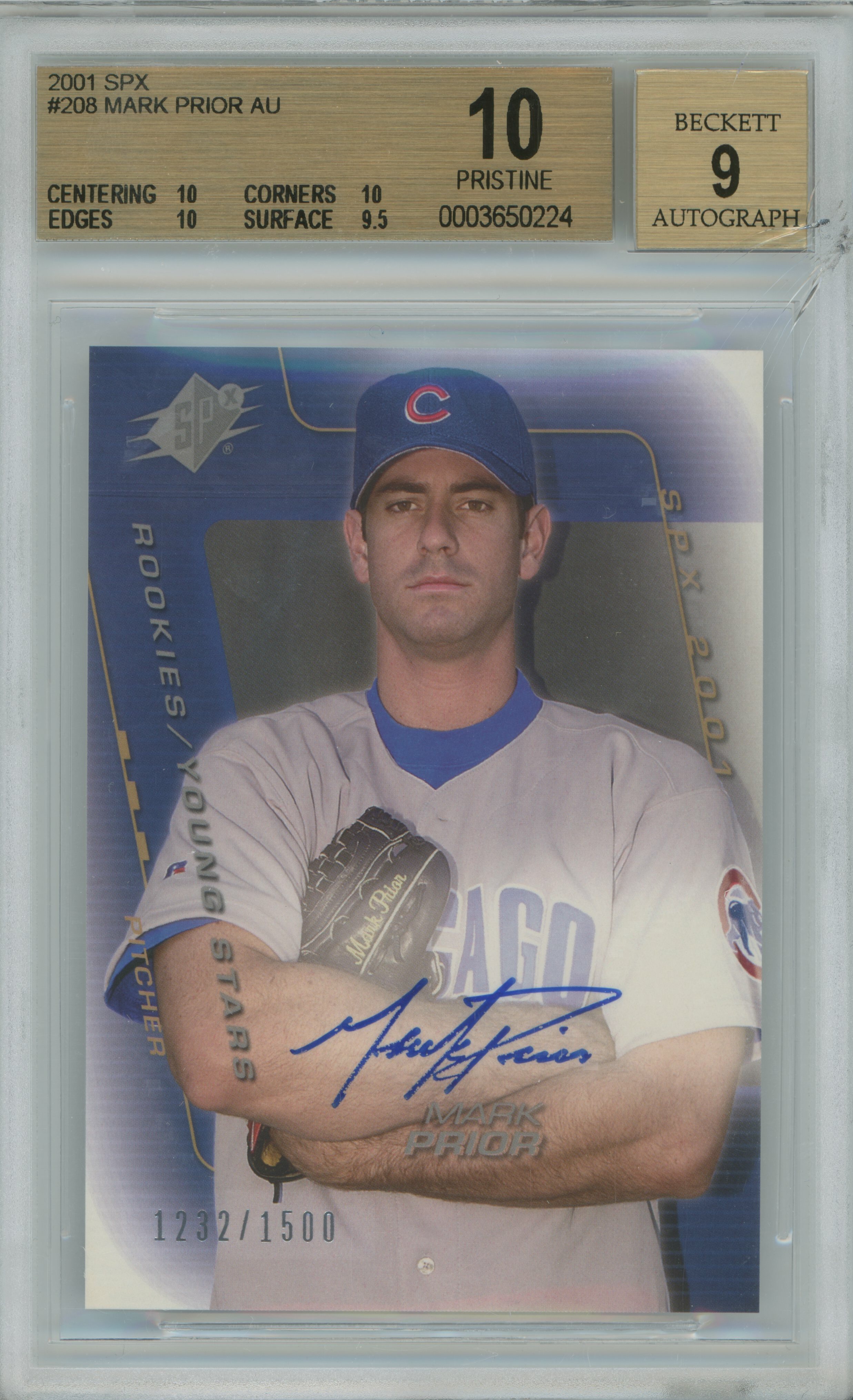 2001 SPx Auto RC Mark Prior BGS 10