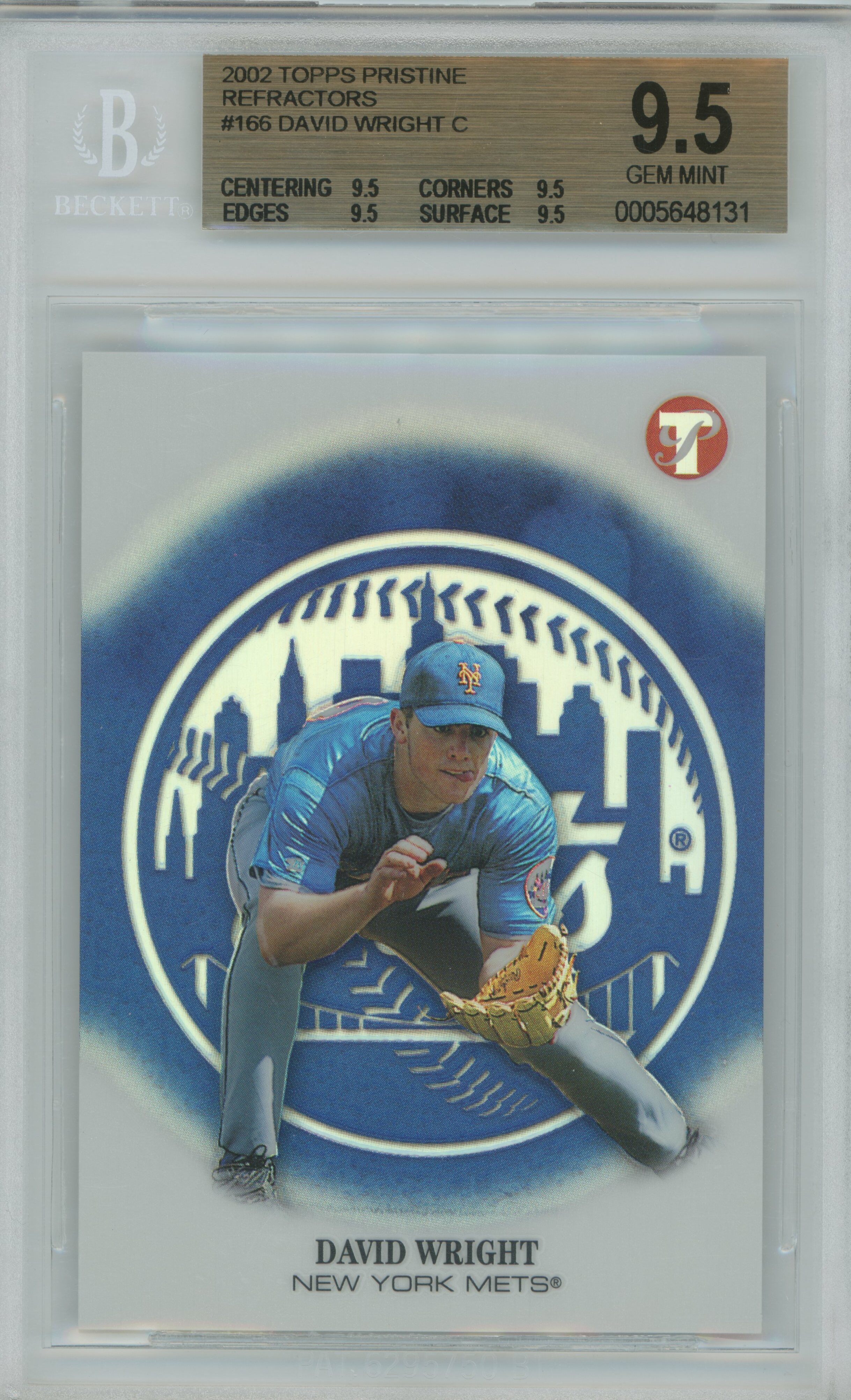 2002 Pristine Refractor RC David Wright BGS 9.5