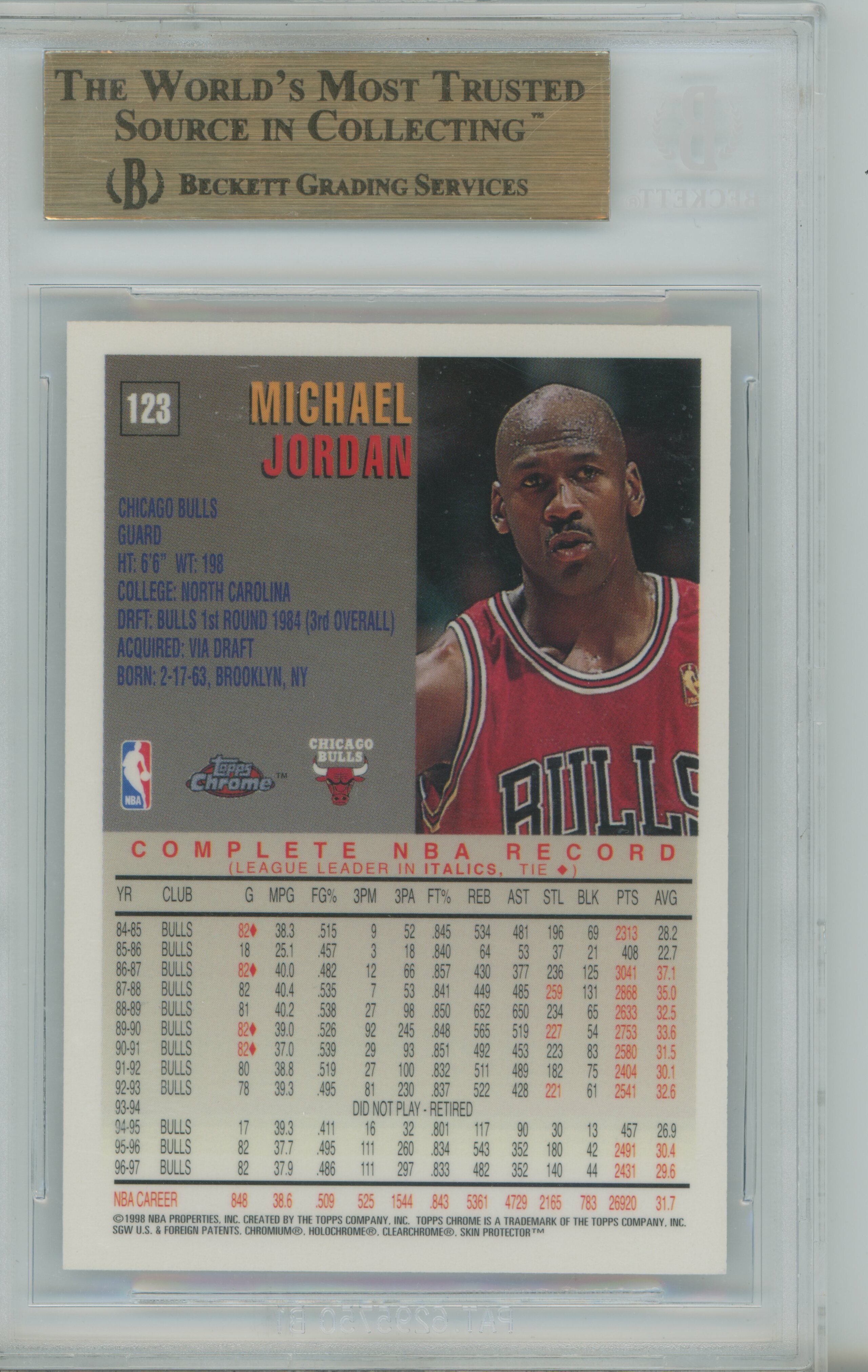 1997-98 Topps Chrome Michael Jordan BGS 9.5