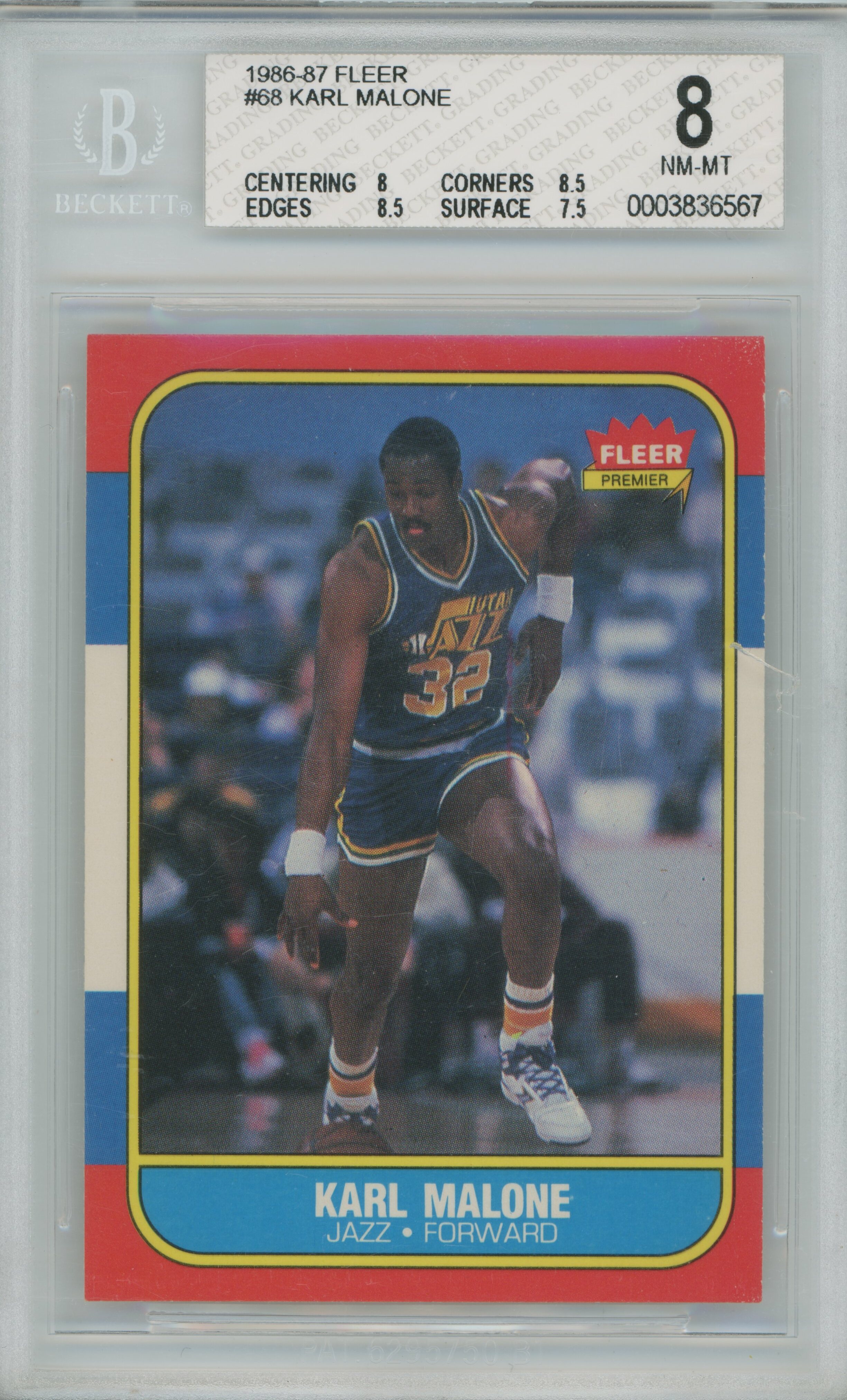 1986-87 Fleer RC Karl Malone BGS 8