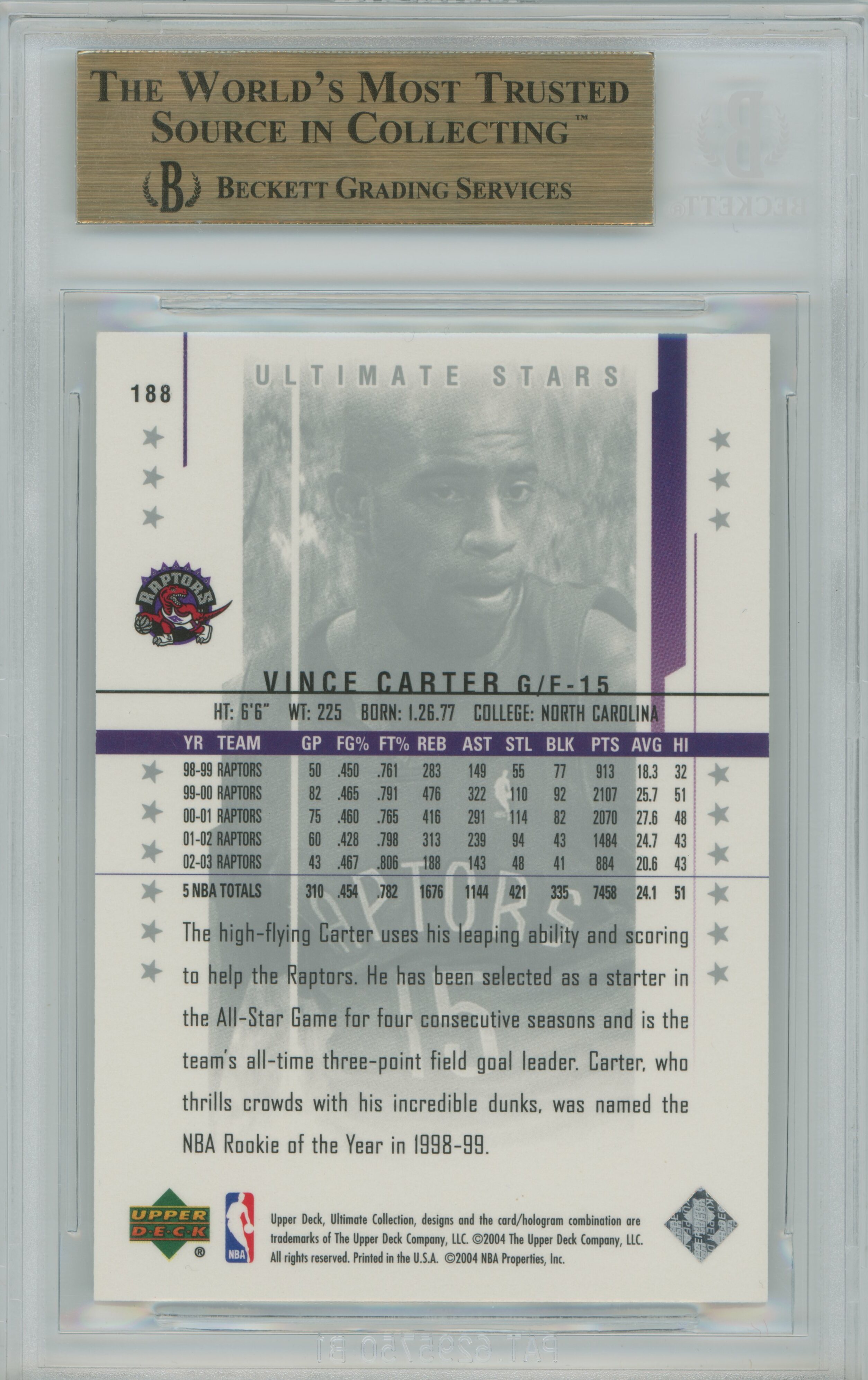 2003-04 Ultimate Collection Vince Carter BGS 9.5