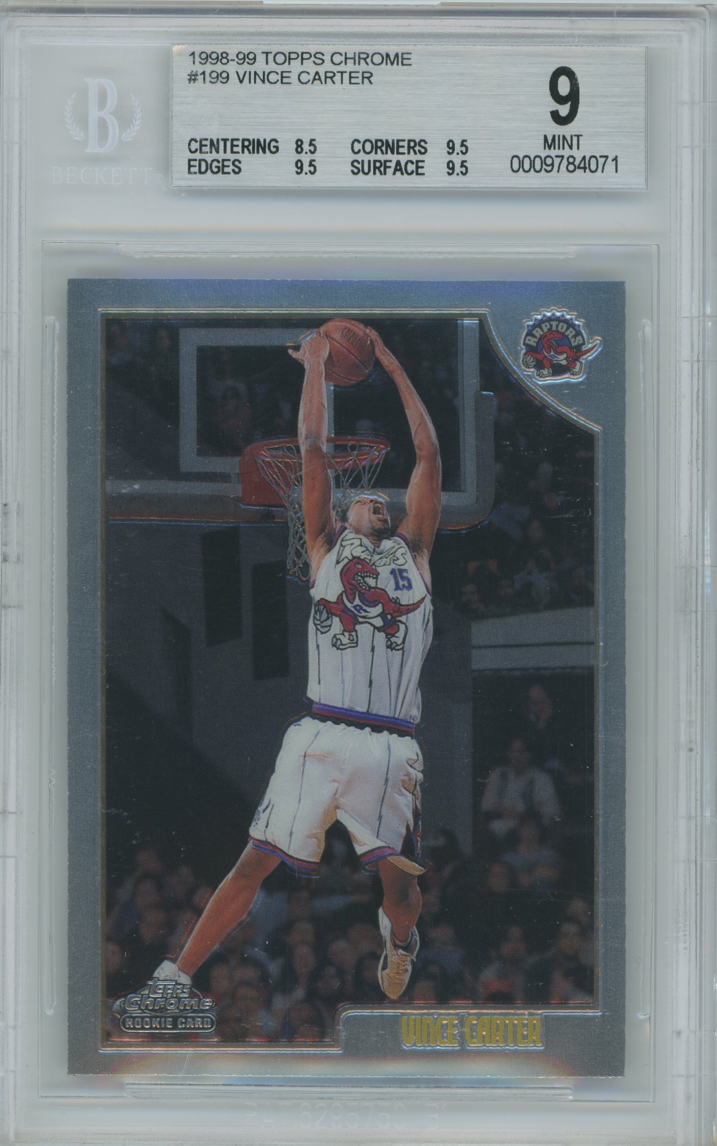 1998-99 Topps Chrome Vince Carter BGS 9