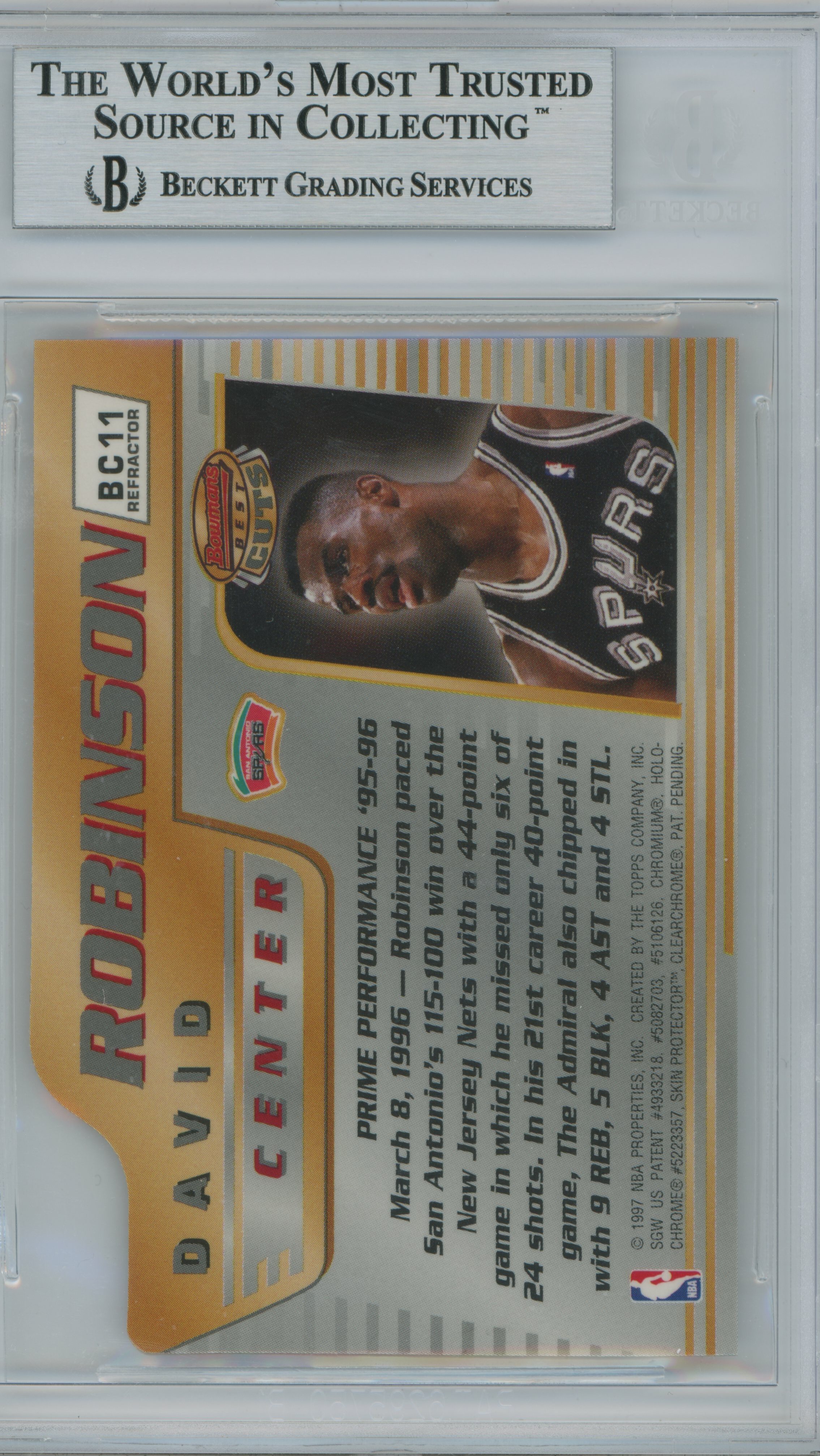 1996-97 Bowman's Best Refractor David Robinson BGS 9