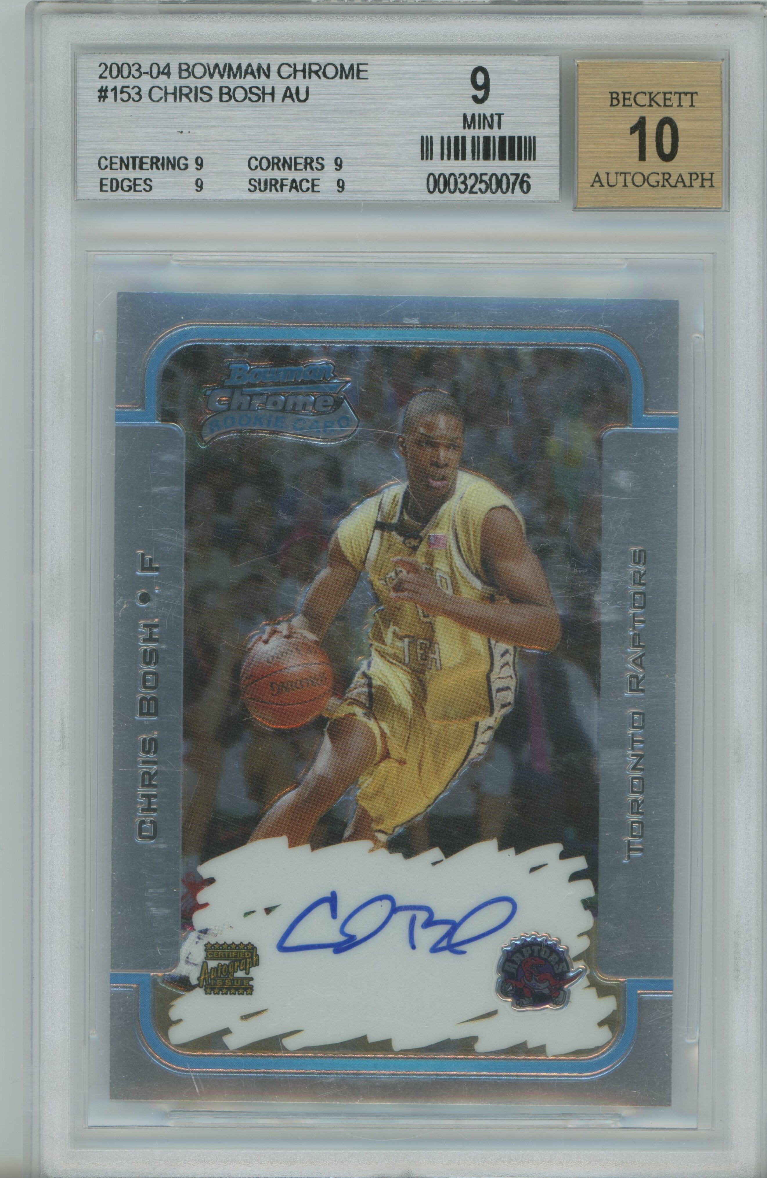 2003-04 Bowman Chrome Auto RC Chris Bosh BGS 9