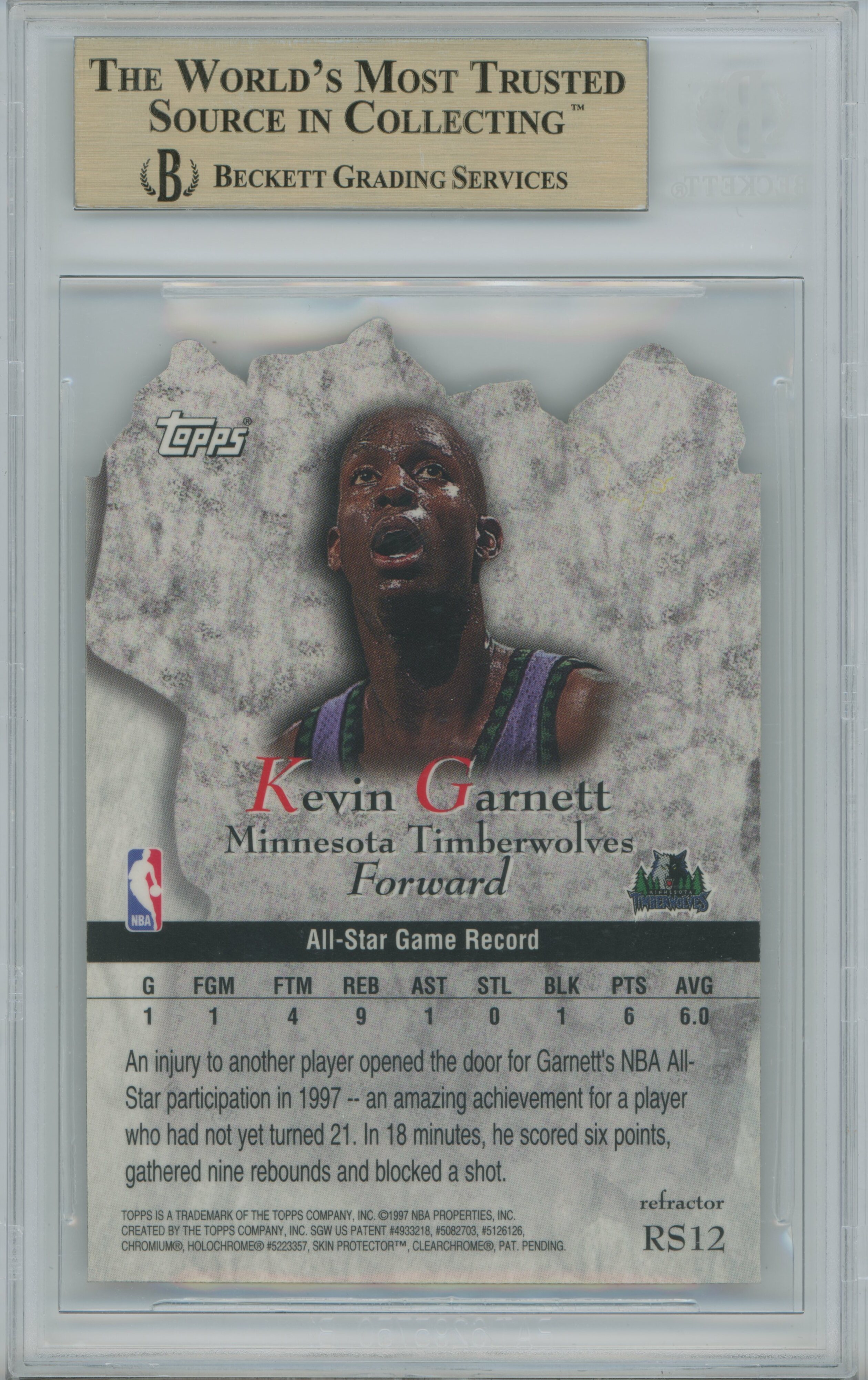 1997-98 Topps Rock Stars Refractor Kevin Garnett BGS 9.5