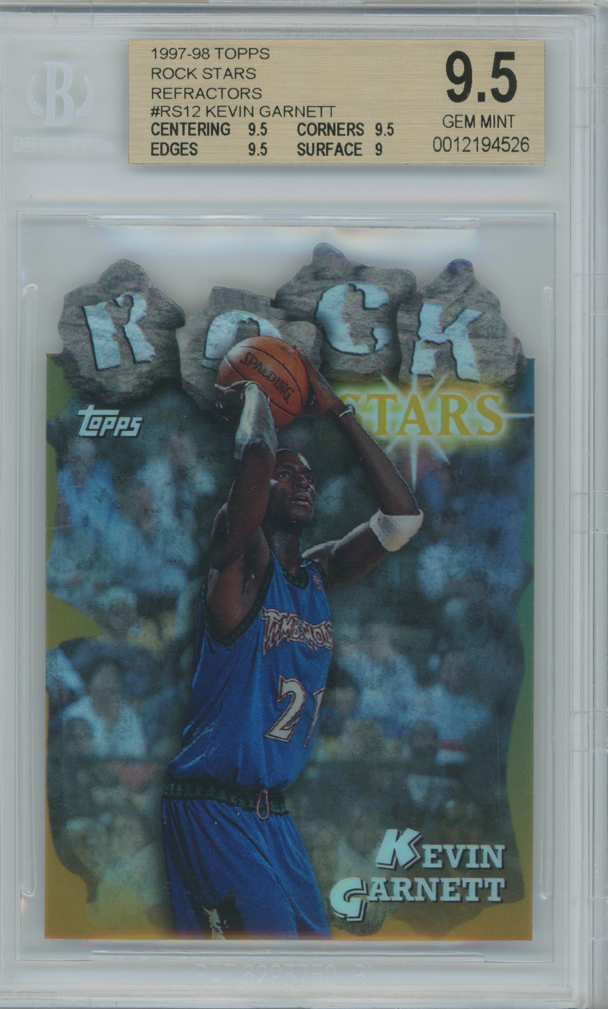 1997-98 Topps Rock Stars Refractor Kevin Garnett BGS 9.5