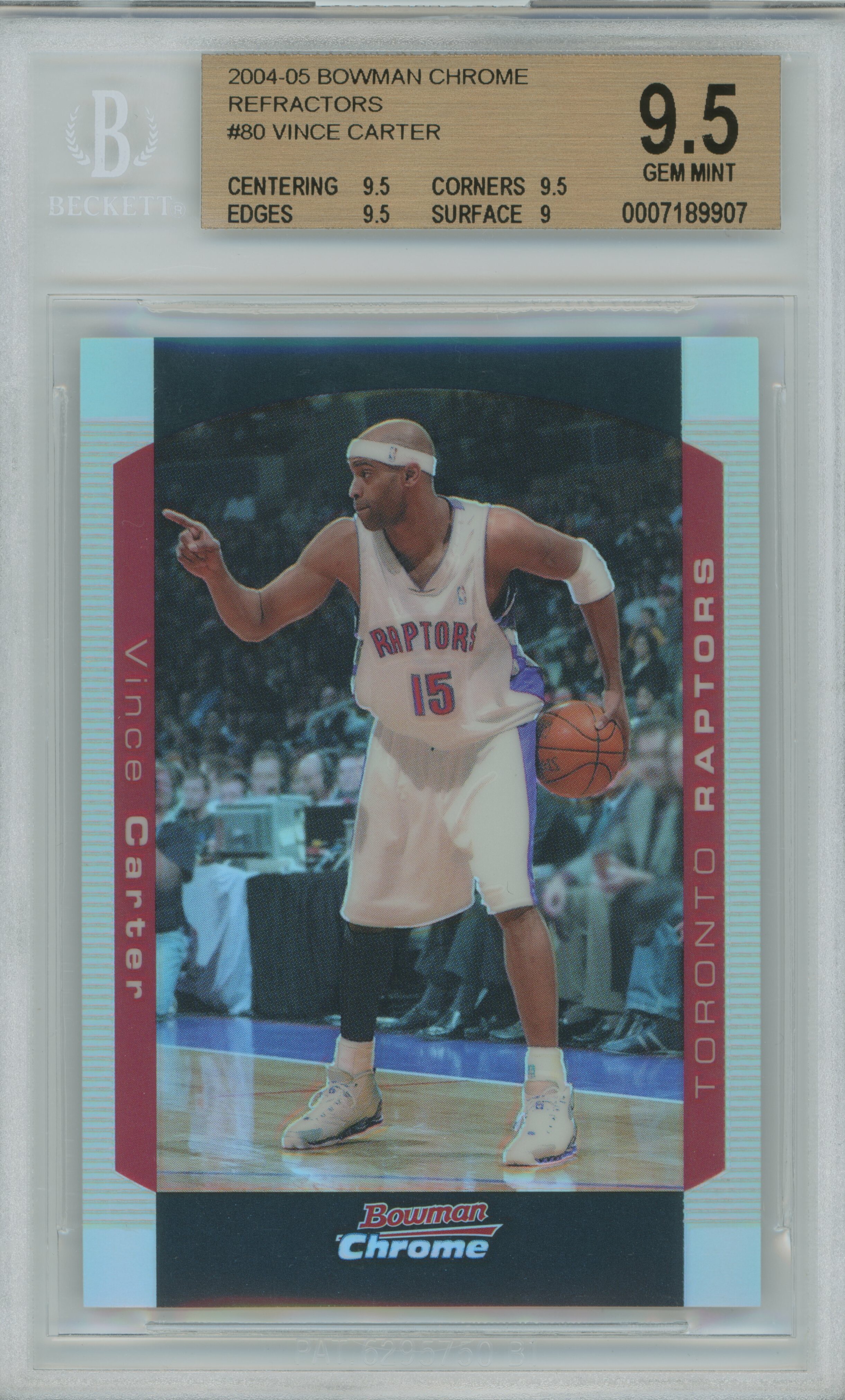 2004-05 Bowman Chrome Refractor Vince Carter BGS 9.5