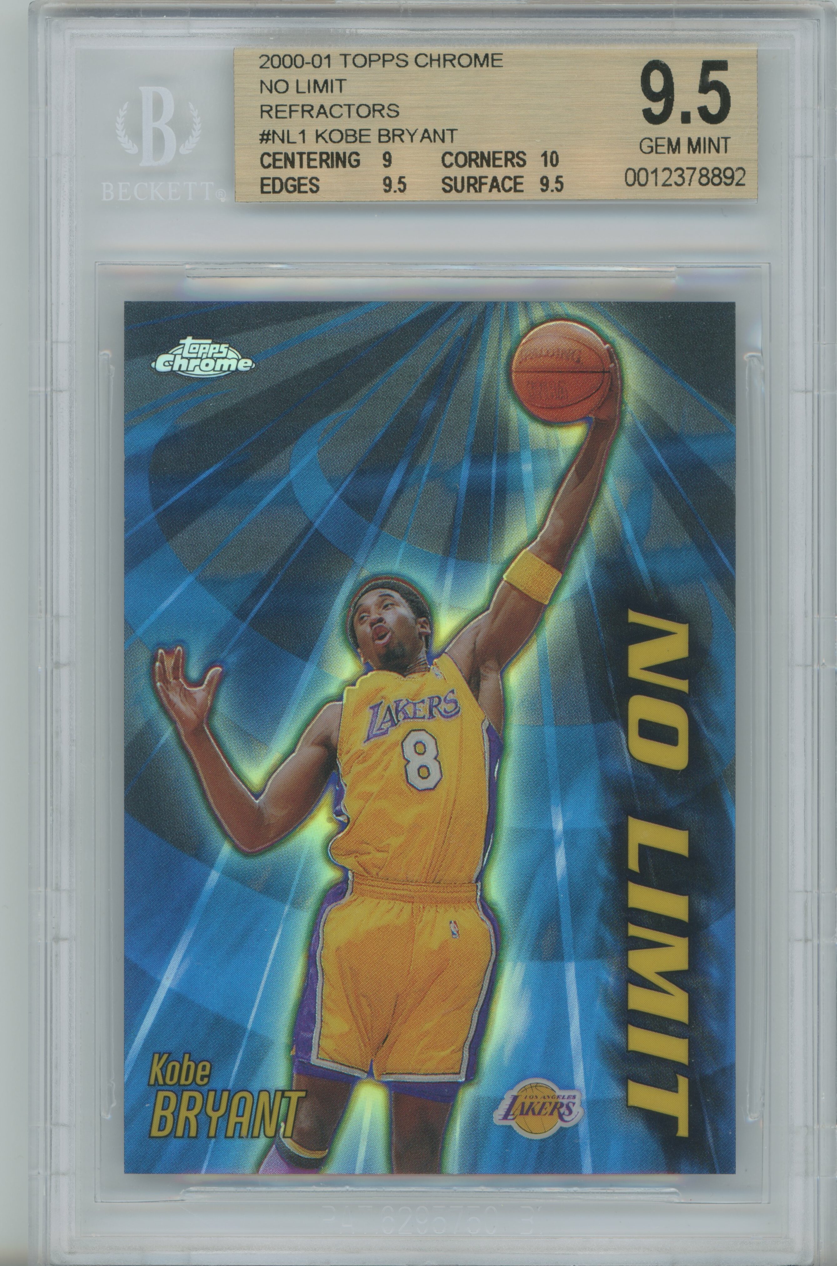 2000-01 Topps Chrome No Limit Refractor Kobe Bryant BGS 9.5