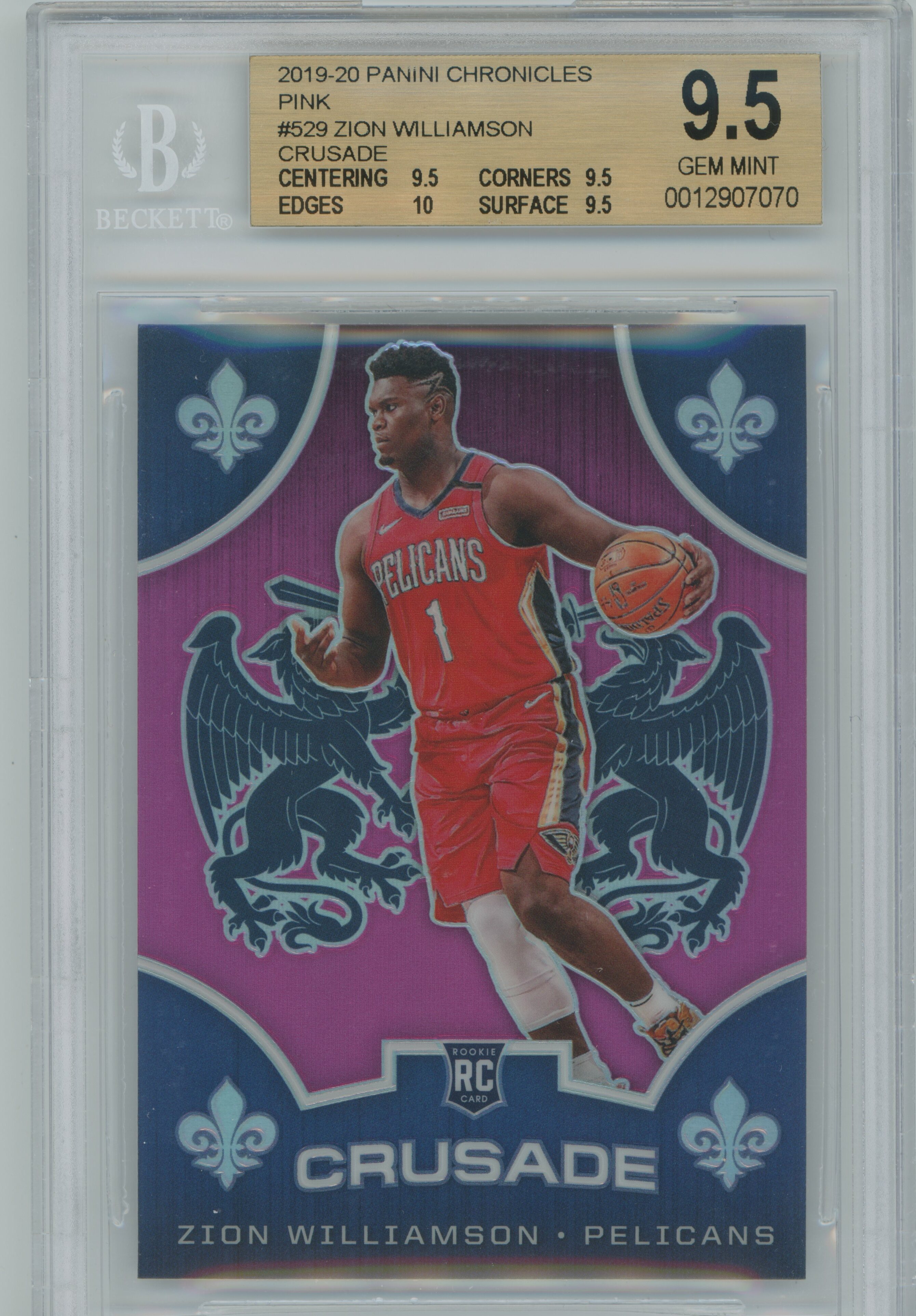 2019-20 Chronicles Crusade Pink Zion Williamson BGS 9.5