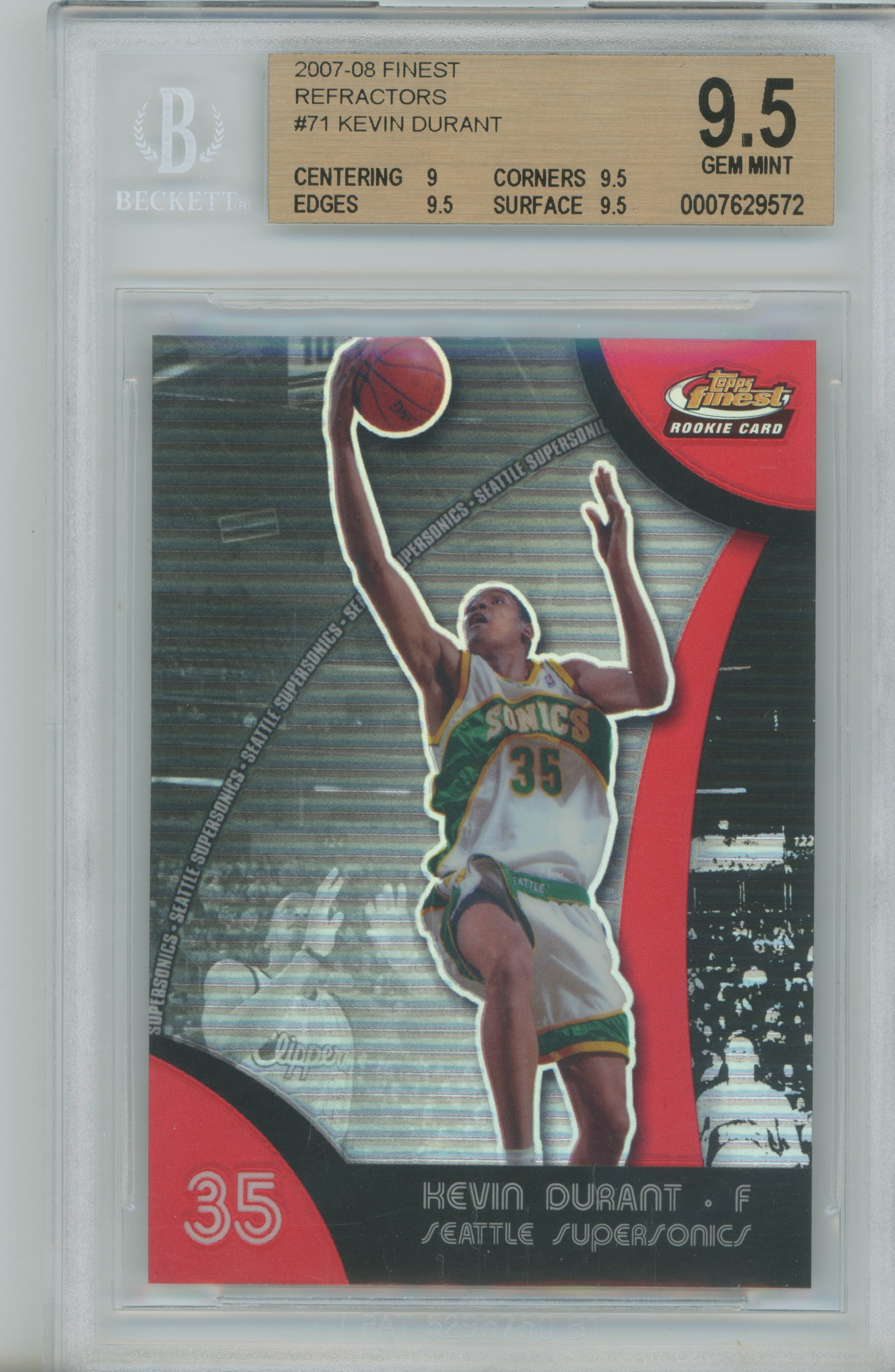 2007-08 Finest Refractor Kevin Durant BGS 9.5