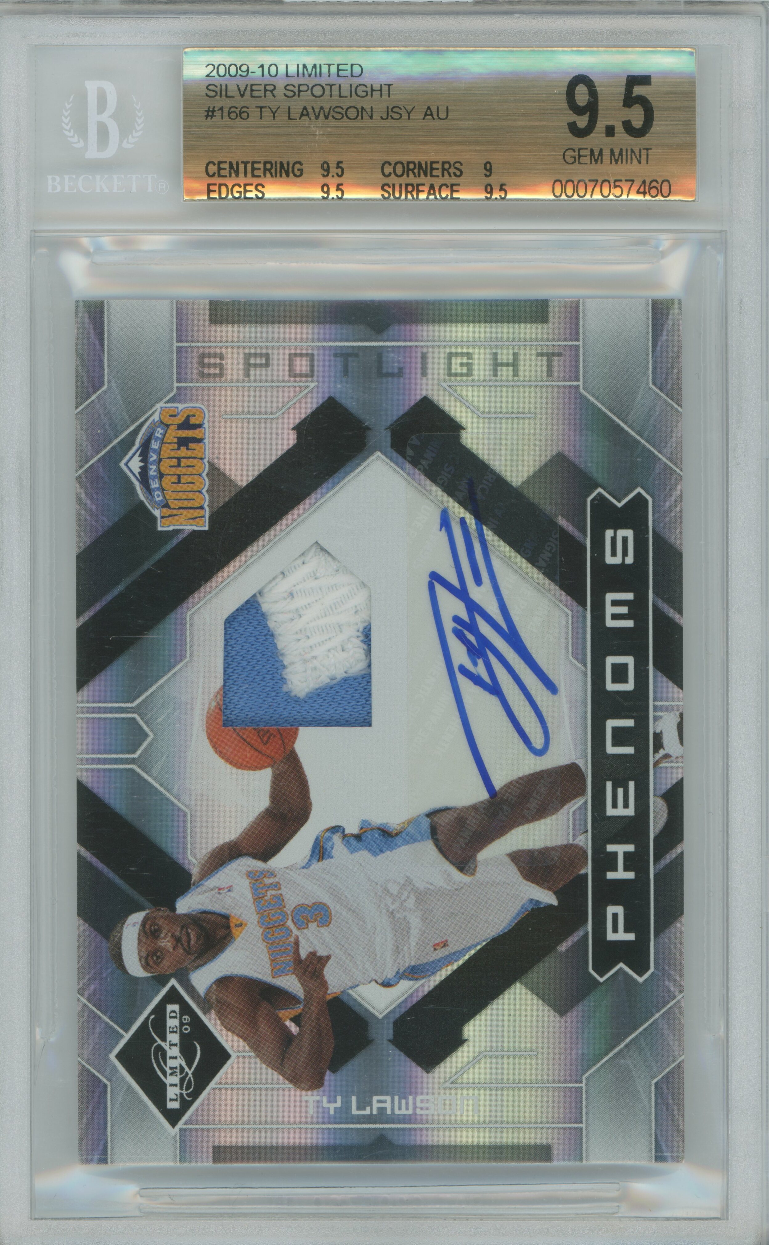 2009-10 Limited Silver Spotlight RPA Ty Lawson BGS 9.5