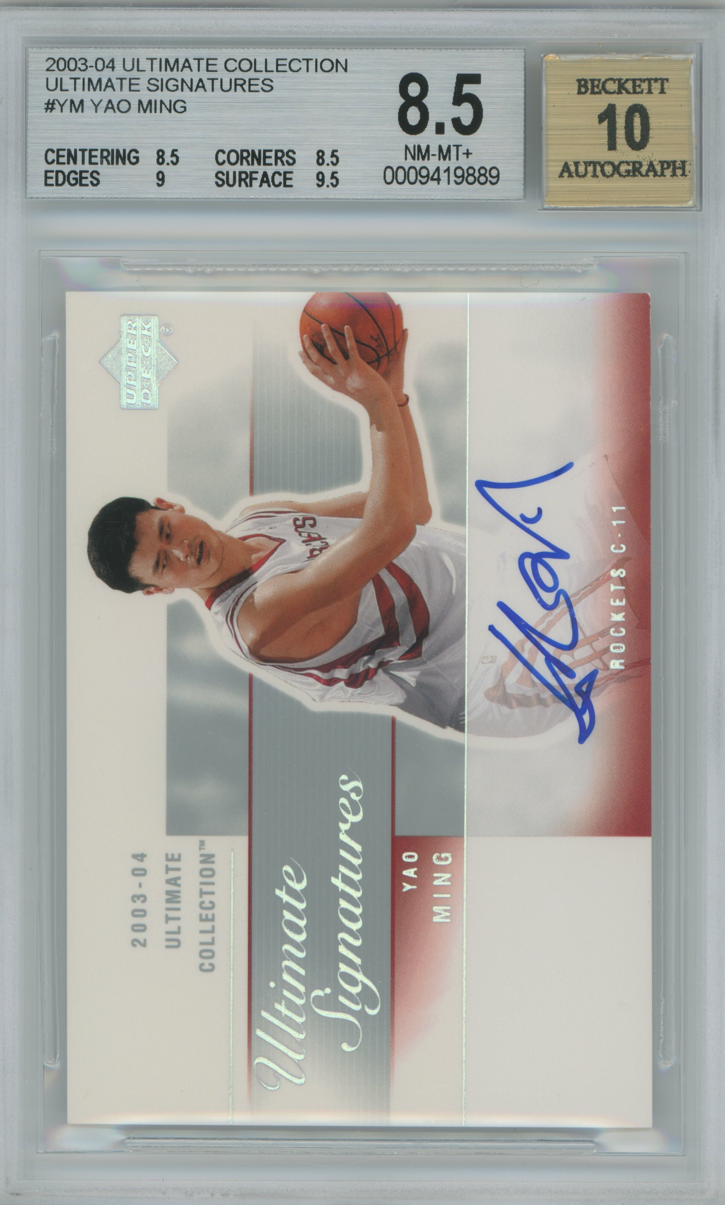 2003-04 Ultimate Collection Ultimate Signatures Auto Yao Ming BGS 8.5