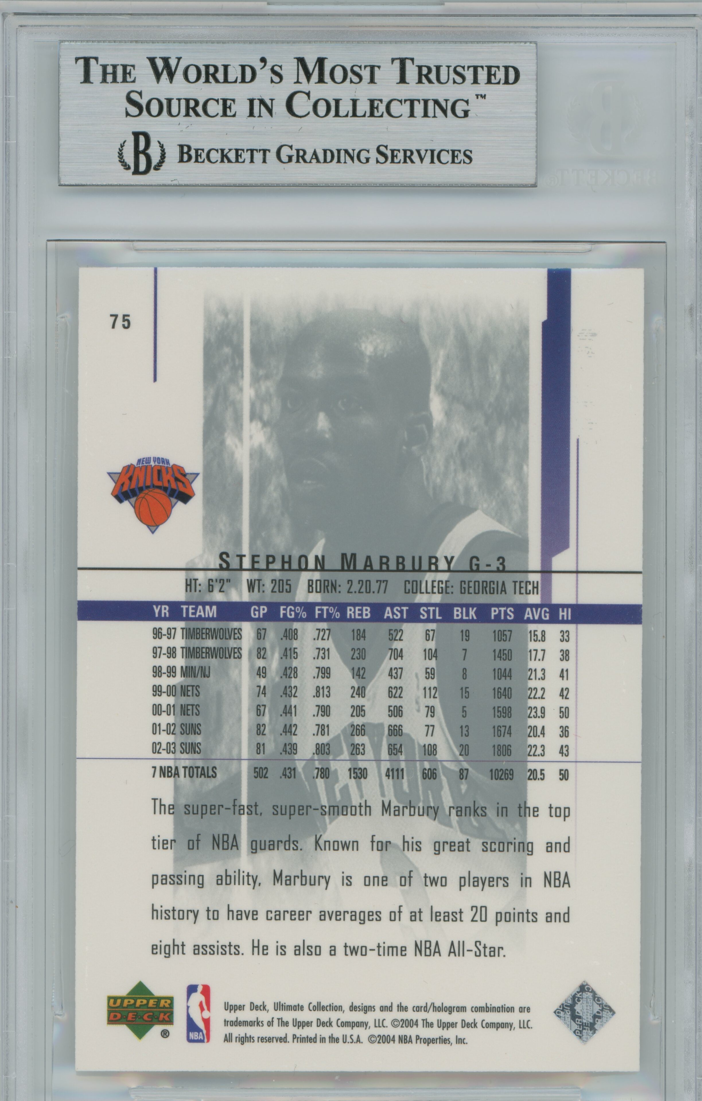 2003-04 Ultimate Collection Stephon Marbury BGS 9