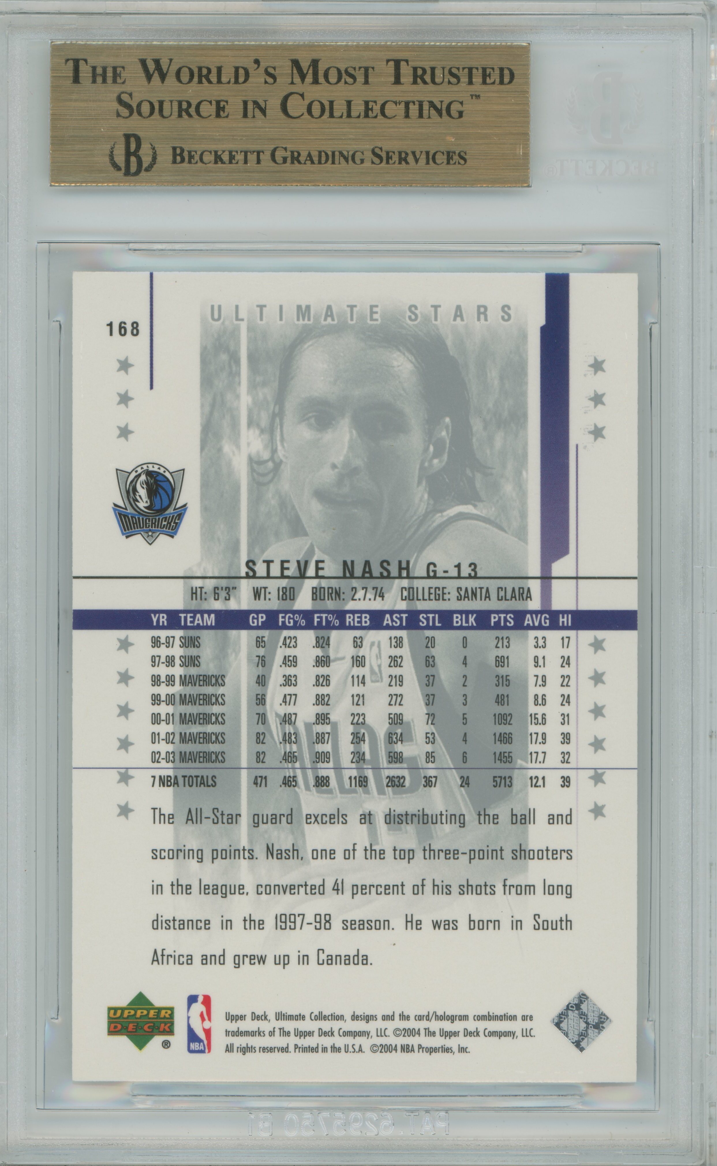 2003-04 Ultimate Collection Steve Nash BGS 9.5