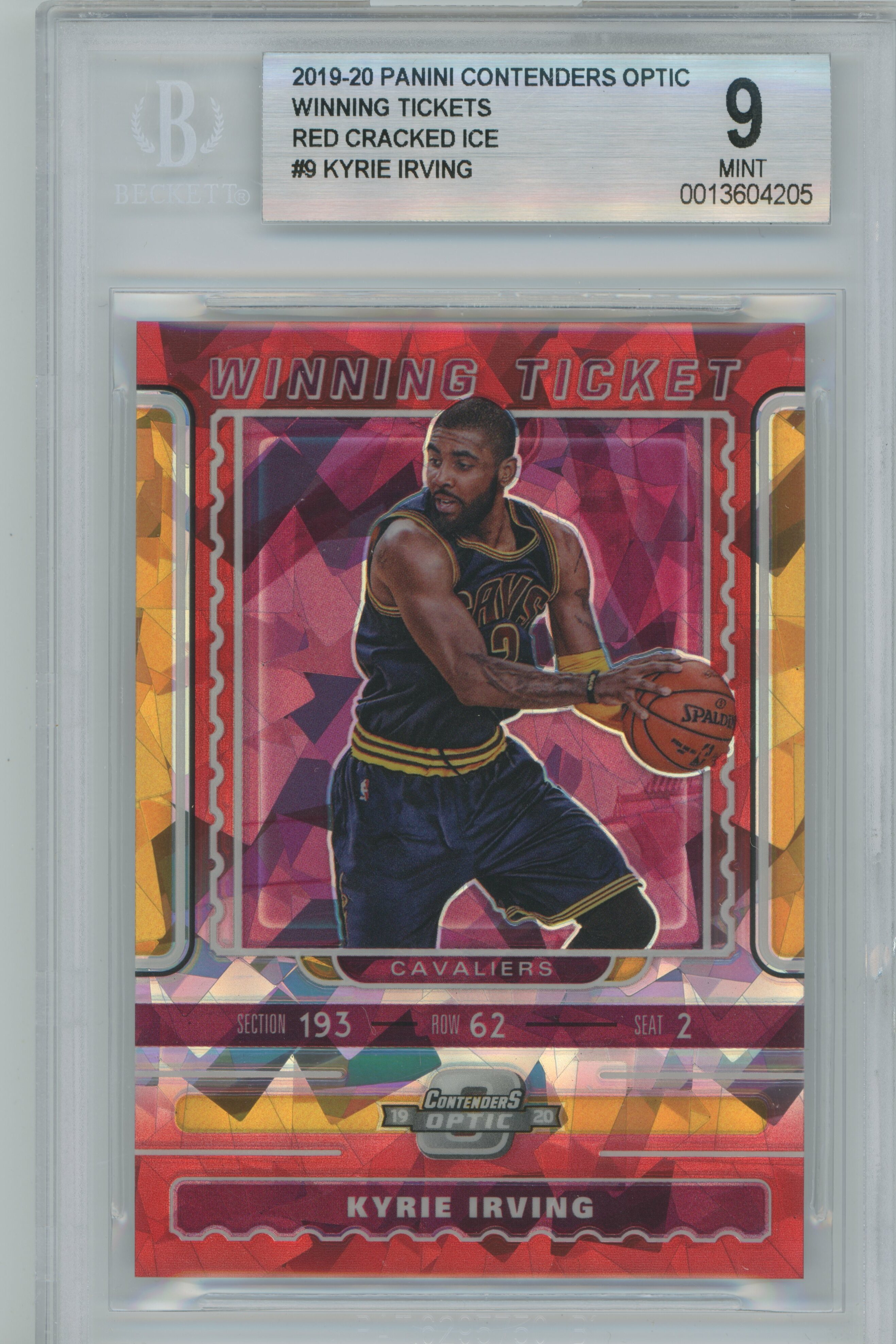 2019-20 Contenders Optic Winning Tickets Red Cracked Ice Kyrie Irving BGS 9