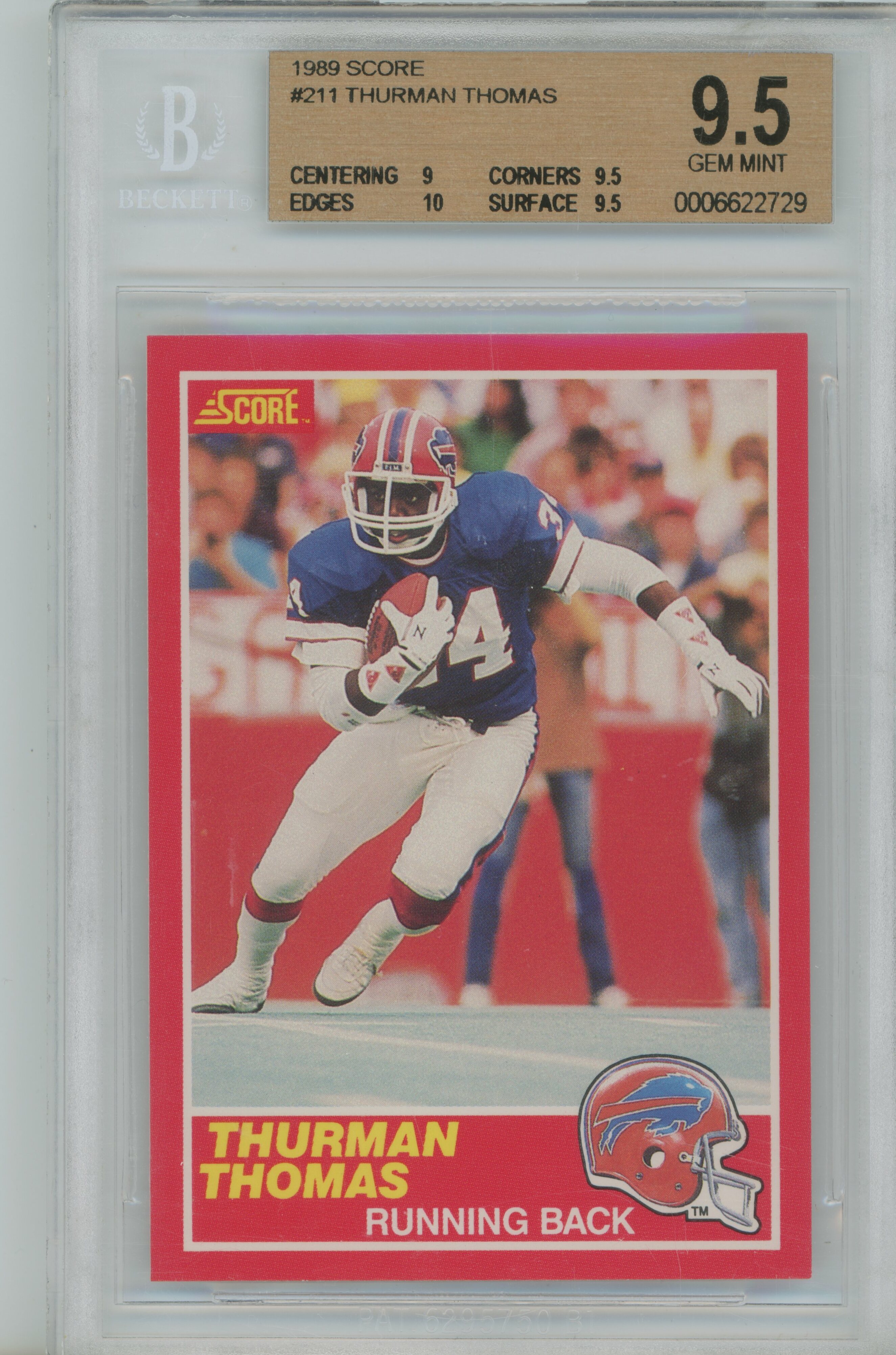 1989 Score RC Thurman Thomas BGS 9.5